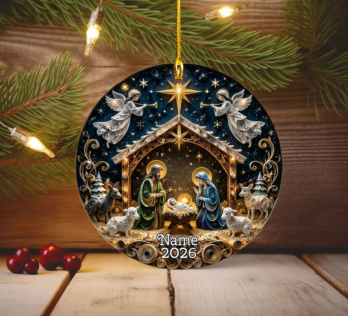 Religious Christmas Ornament 2026, Nativity Star Ceramic Ornament, Holy Night Christian Christmas Tree Decor, Faith Based Holiday Keepsake