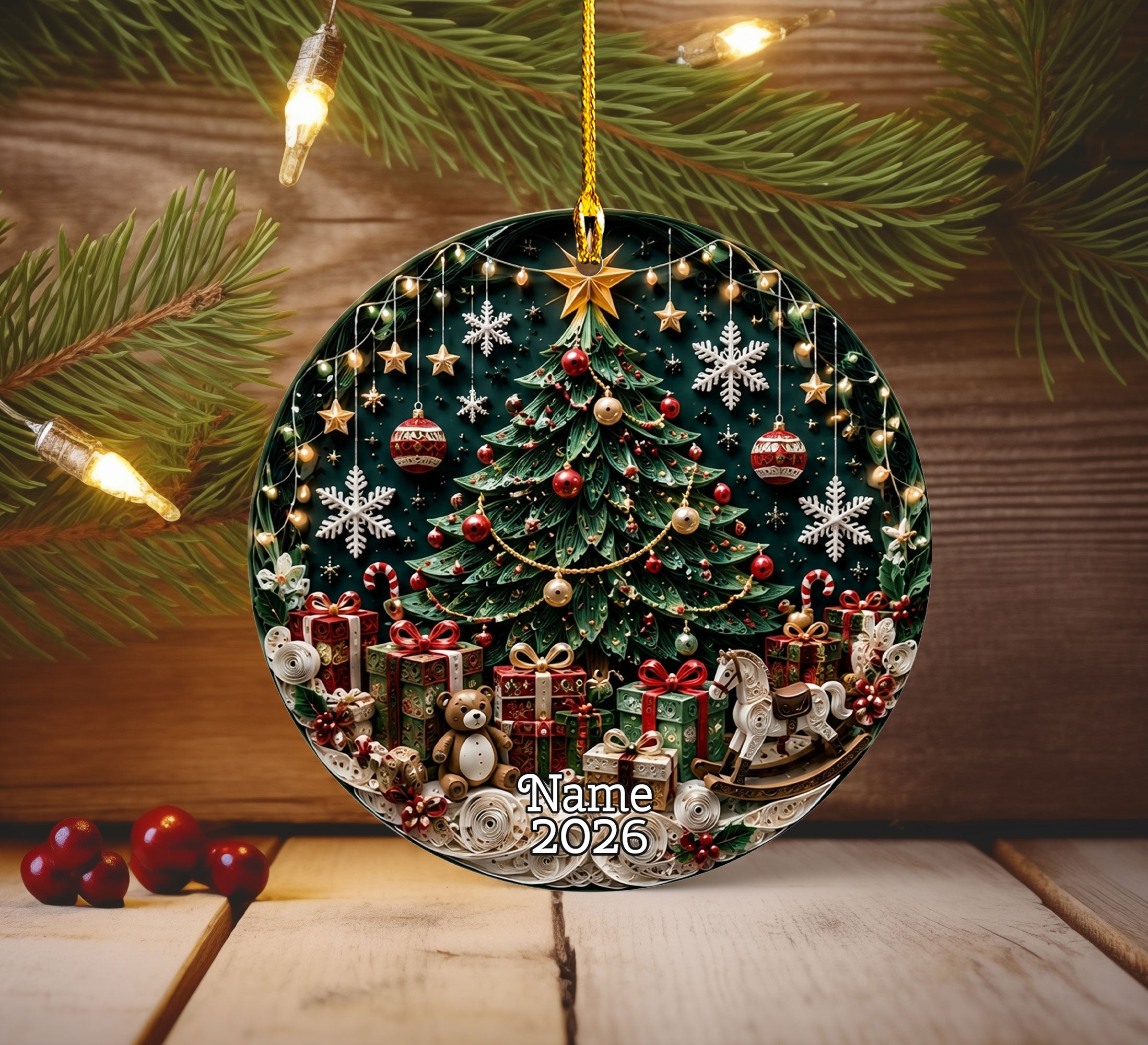 Christmas Tree Keepsake Ornament 2026, Elegant Ceramic Holiday Ornament, Festive Tree Decoration