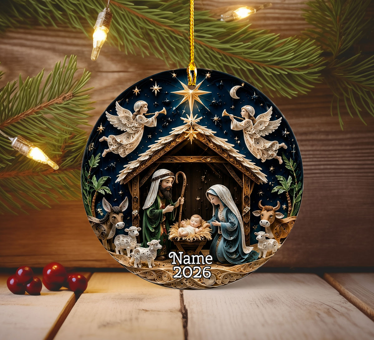 Holy Family Christmas Ornament 2026, Nativity Ornament, Christian Tree Decor, Religious Christmas Gift, Jesus Birth Keepsake Ornament