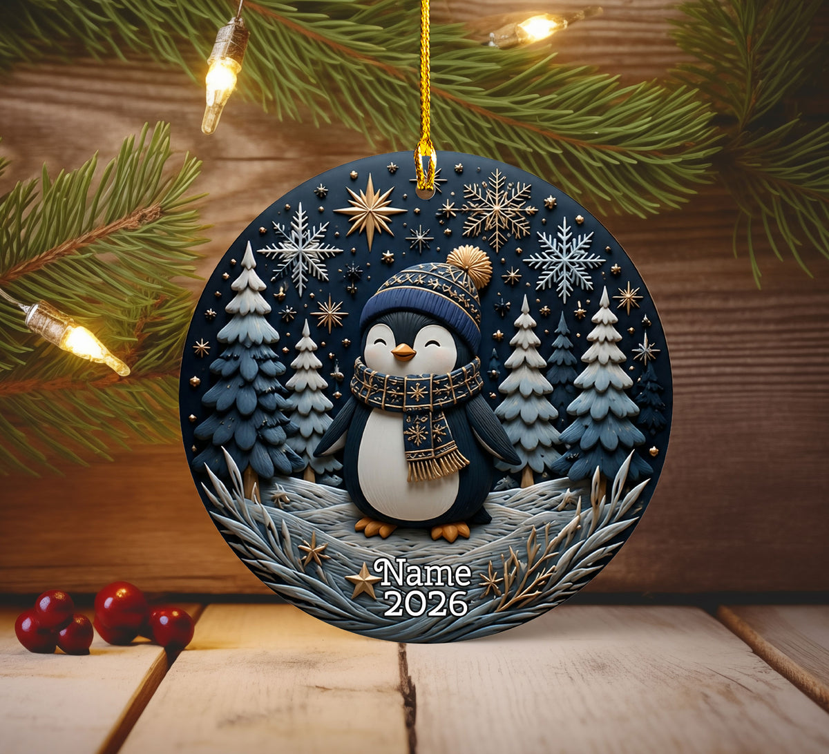 Cute Penguin Christmas Ornament 2026, Winter Penguin Holiday Tree Decoration, Cozy Snow Christmas Keepsake Gift