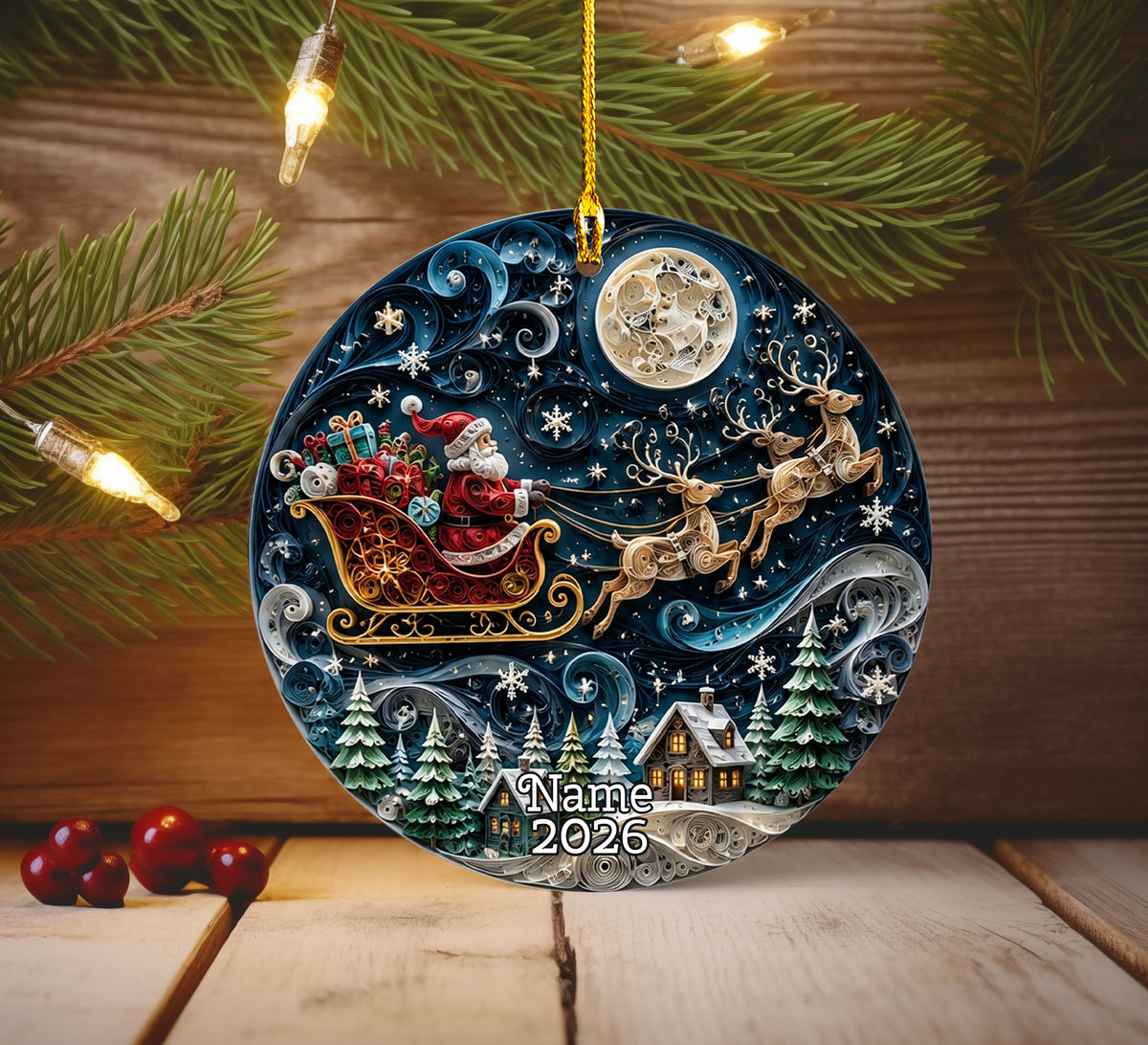 Santa Claus Christmas Ornament 2026, Vintage Santa Ceramic Ornament, Holiday Tree Decoration, Rustic Christmas Keepsake