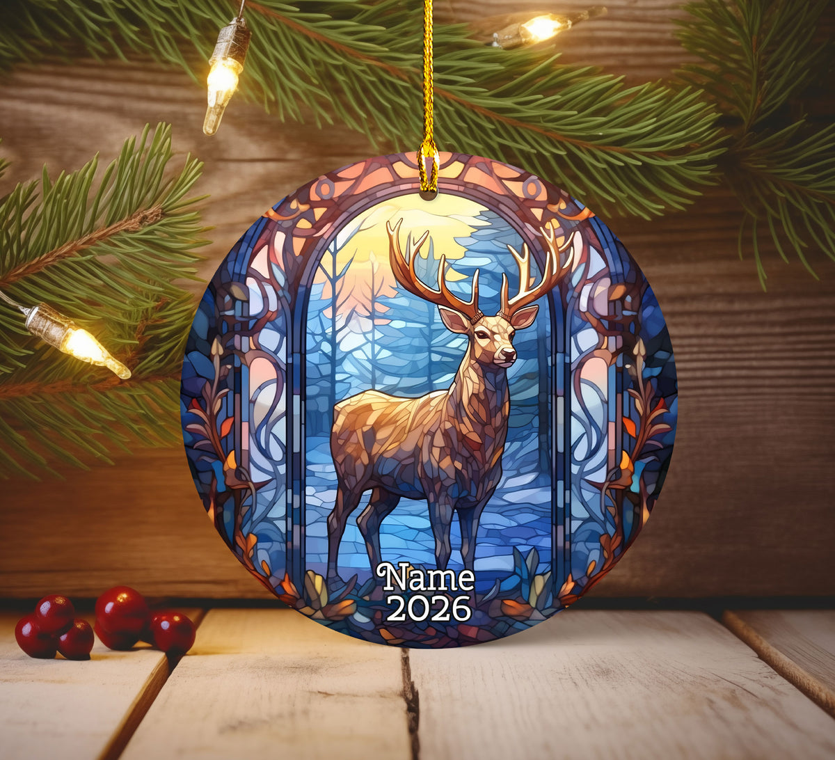 Deer Stained Glass Style Ornament, Christmas Ornament, Christmas Tree Decor, Holiday Ornament, Winter Keepsake, Seasonal Gift
