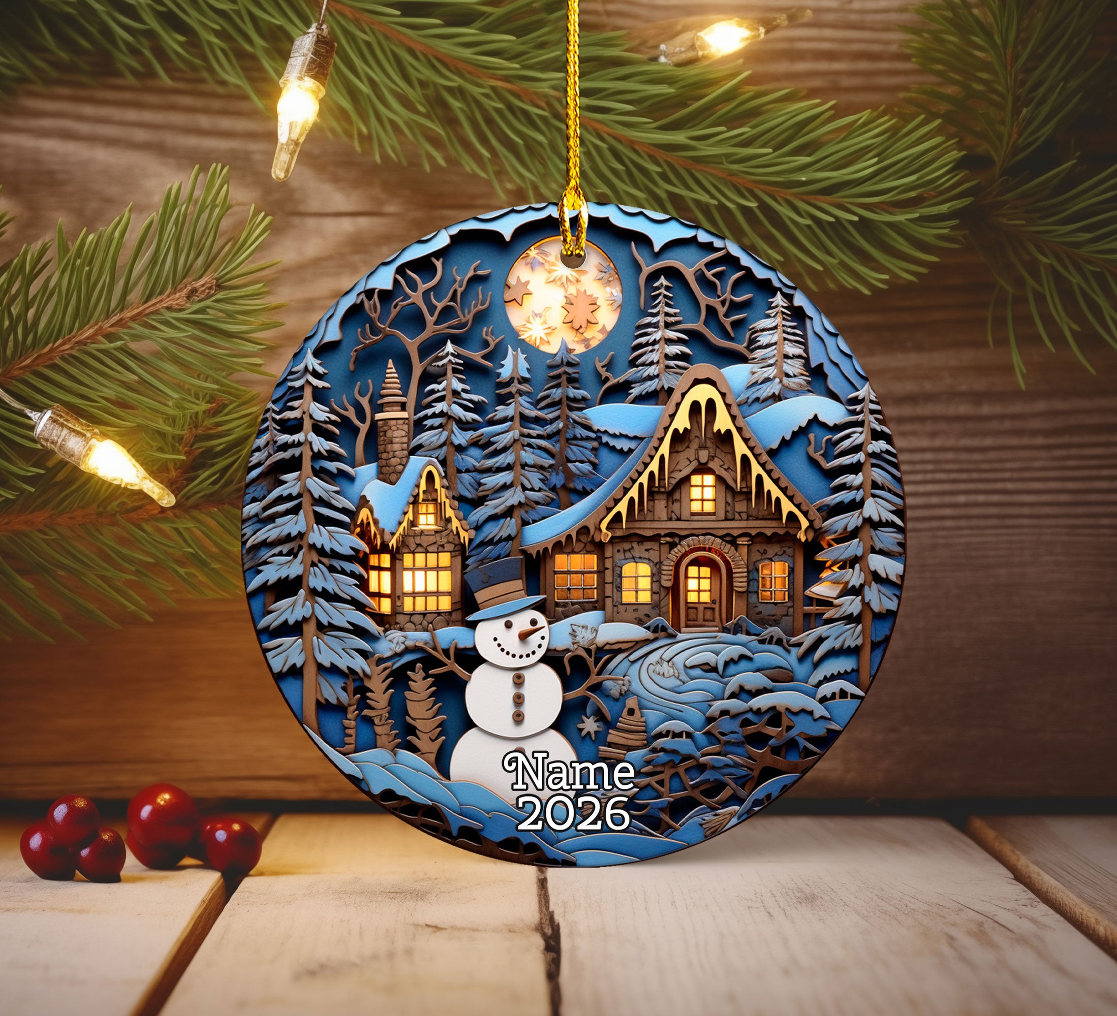 Rustic Snowman Ornament 2026, Christmas Ornament, Holiday Decoration, Christmas Tree Decor, Winter Decor, Christmas Keepsake Gift
