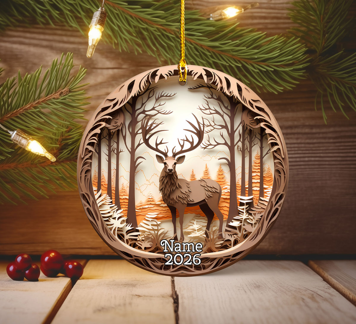 Deer Paper Quilling Effect Ornament 2026, Christmas Ornament, Woodland Christmas Decor, Deer Christmas Gift, Christmas Tree Decor, Holiday Keepsake