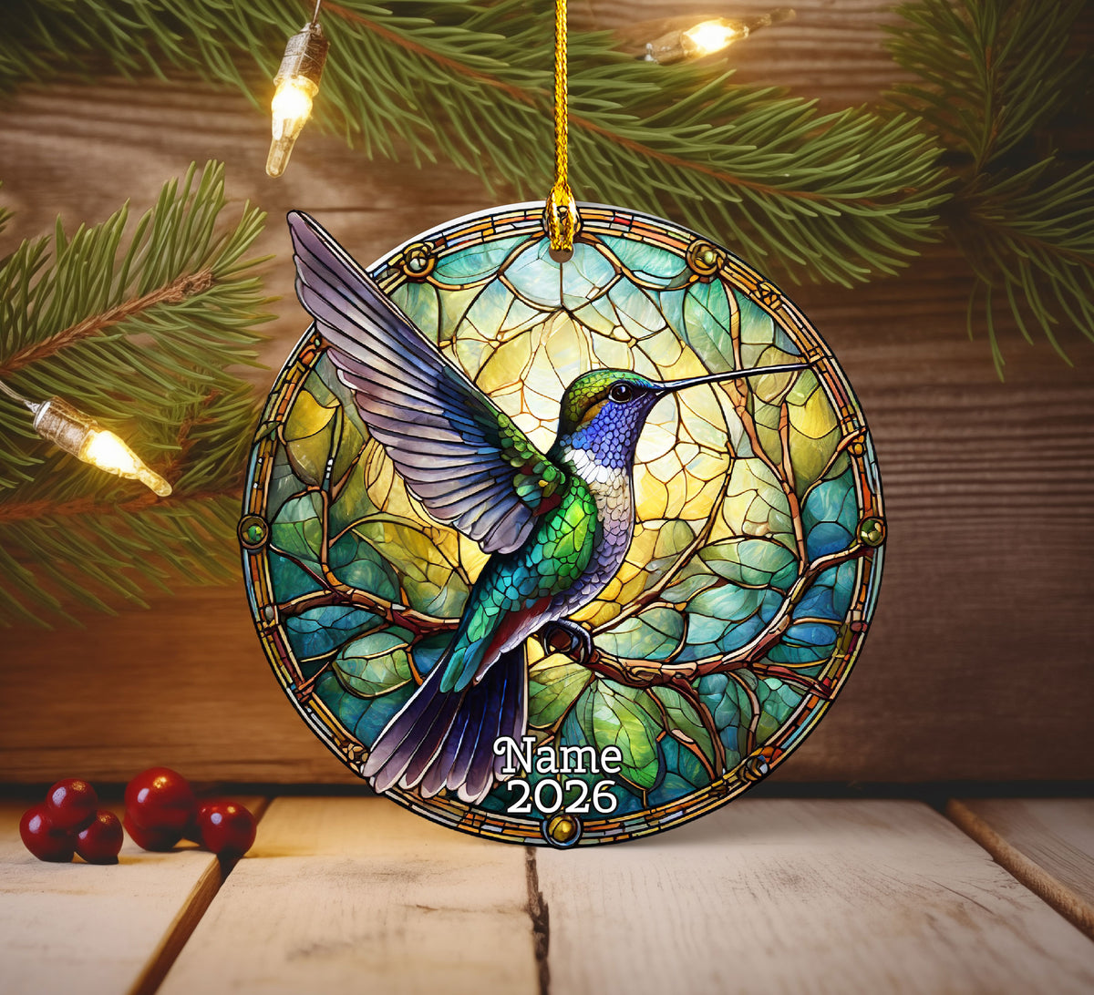 Colorful Hummingbird Stained Glass Ornament 2026, Christmas Ornament, Holiday Tree Decor, Xmas Keepsake