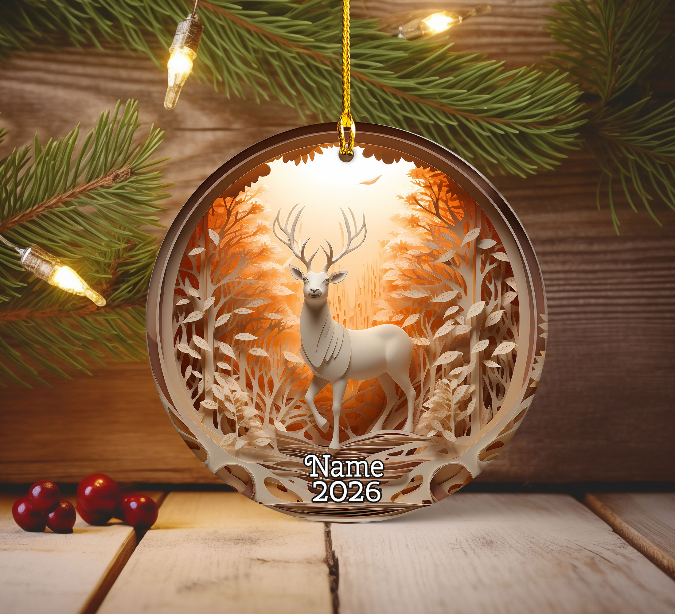 Majestic Forest Deer Ornament 2026, Christmas Tree Ornament, Holiday Keepsake Gift, Woodland Christmas Decor, Winter Gift Idea