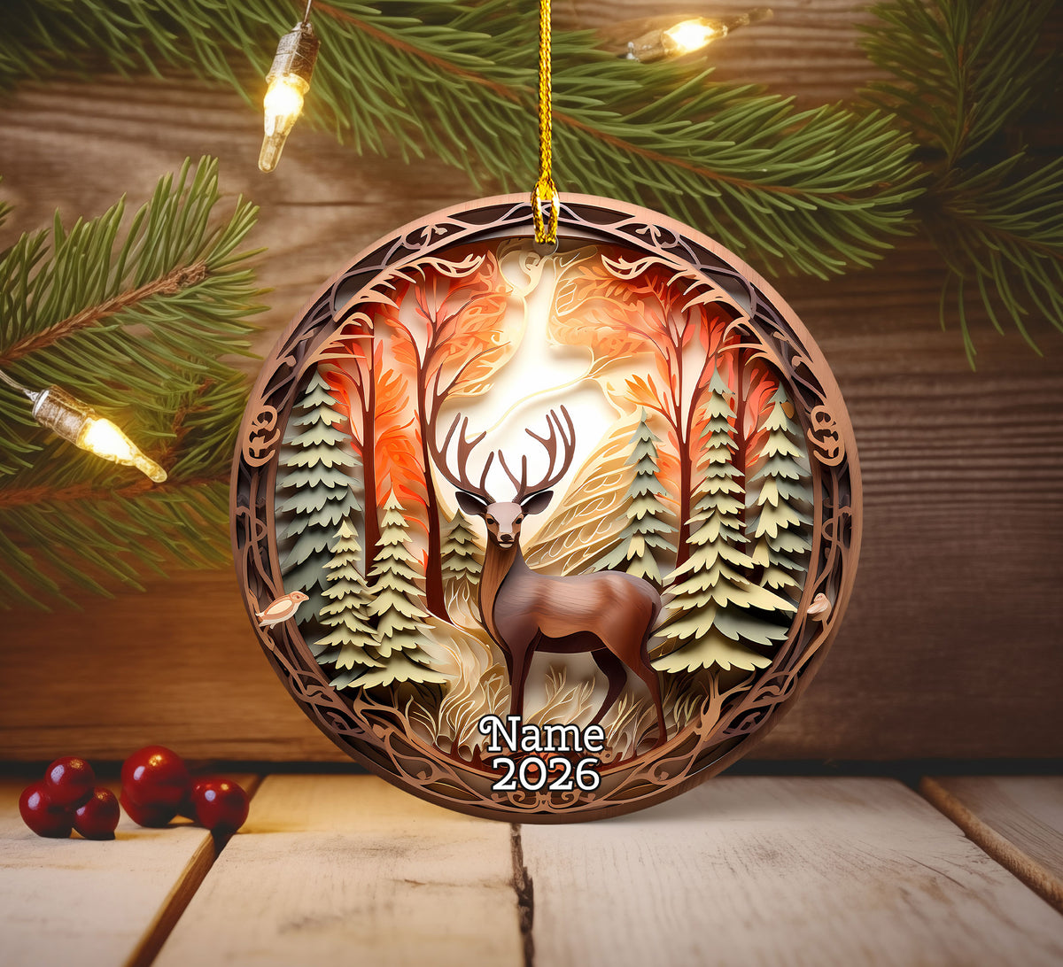 Deer Rustic Ornament 2026, Christmas Ornament, Holiday Decoration, Christmas Tree Decor, Winter Decor, Christmas Keepsake Gift