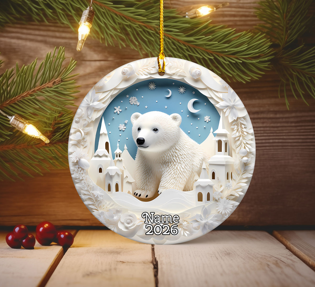 Cute Polar Bear Christmas Ornament, Arctic Winter Animal Decor, Christmas Tree Keepsake, Holiday Gift 2026, Seasonal Keepsake, Christmas Gift Idea