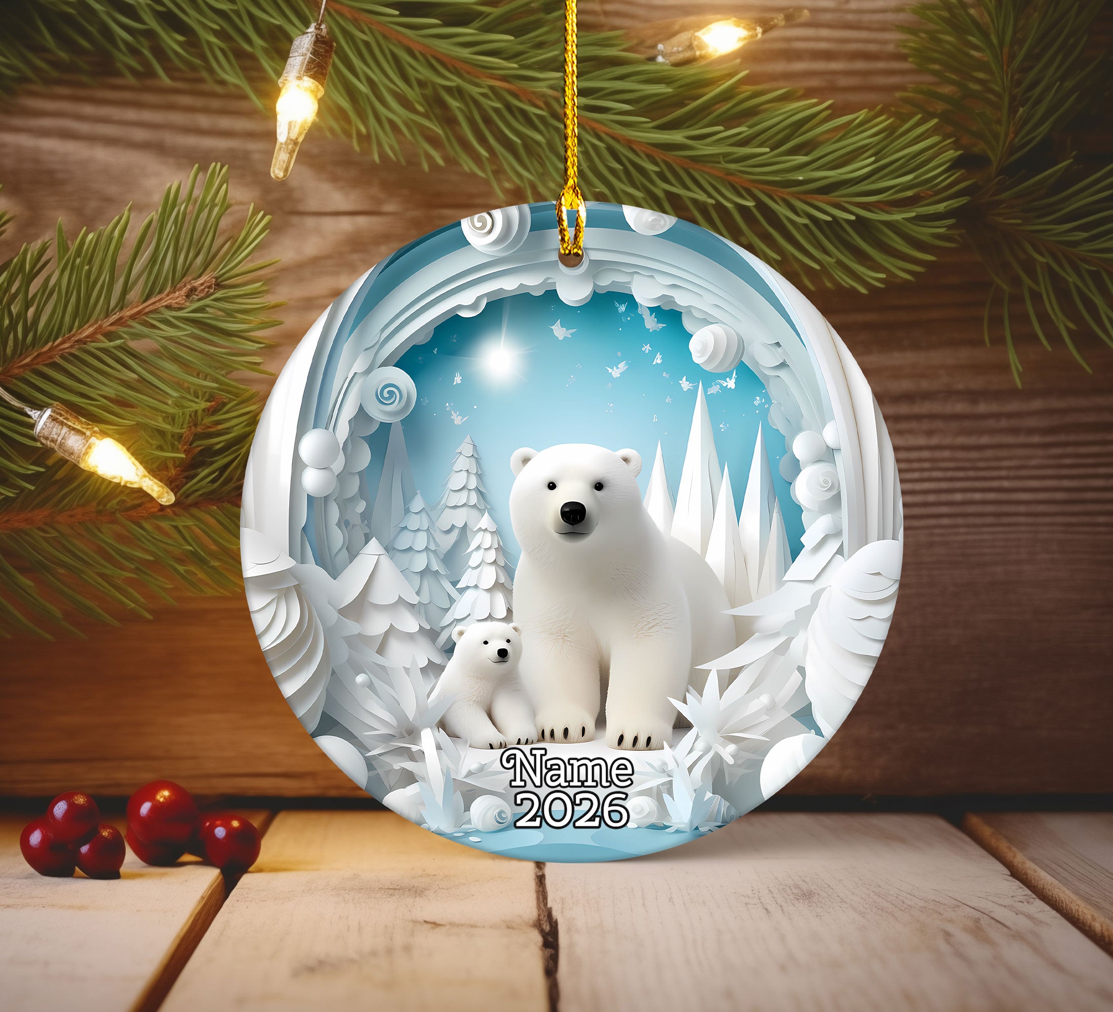 Baby Polar Bear Ornament 2026, Winter Animal Christmas Ornament, Arctic Holiday Decor, Christmas Keepsake