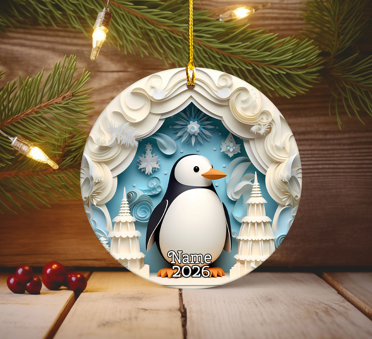 Penguin Christmas Ornament 2026, Winter Wonderland Tree Decoration, Cute Arctic Animal Keepsake