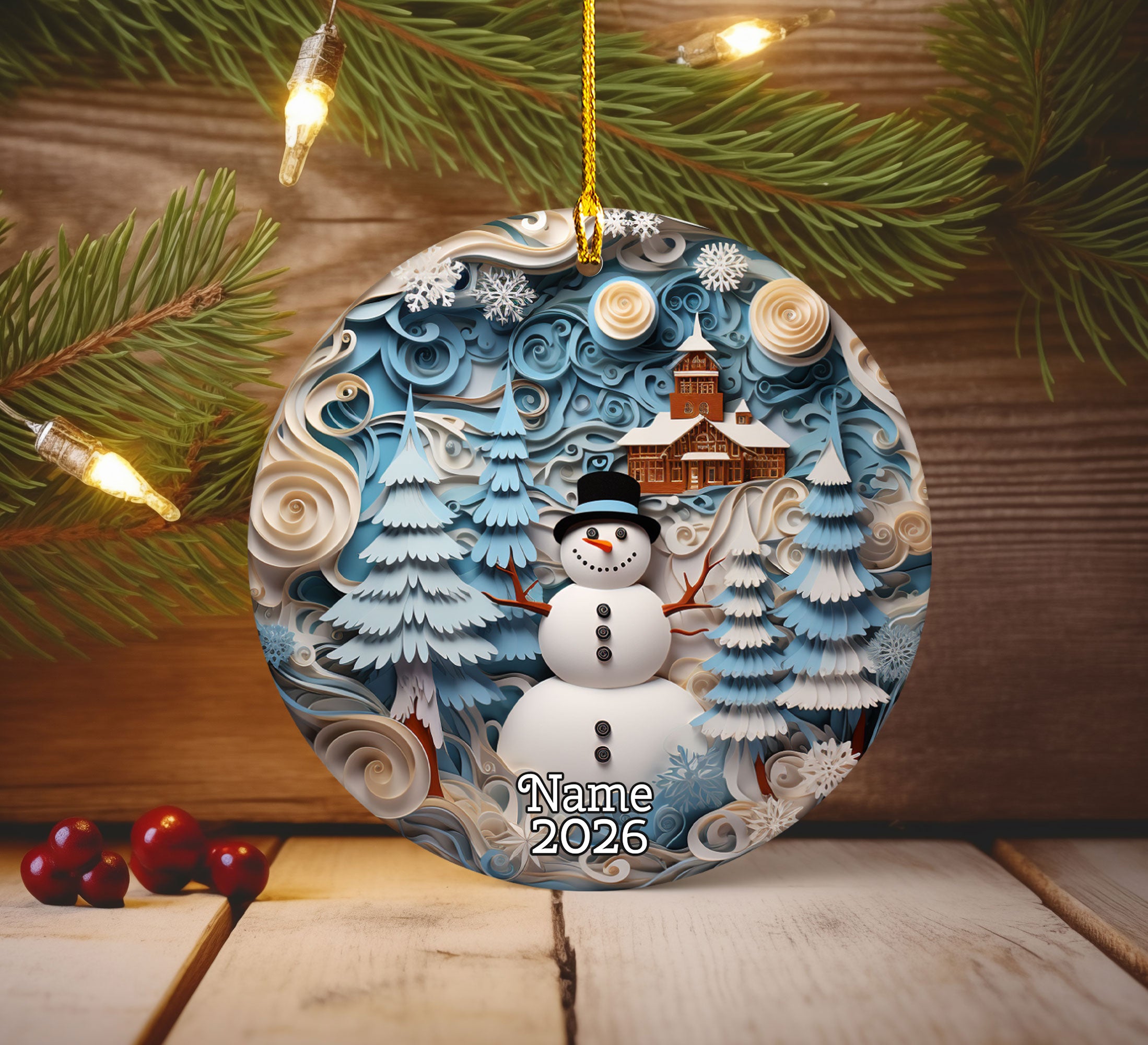 Snowman Ornament, Christmas Tree Ornament, Holiday Decoration, Christmas Keepsake Gift