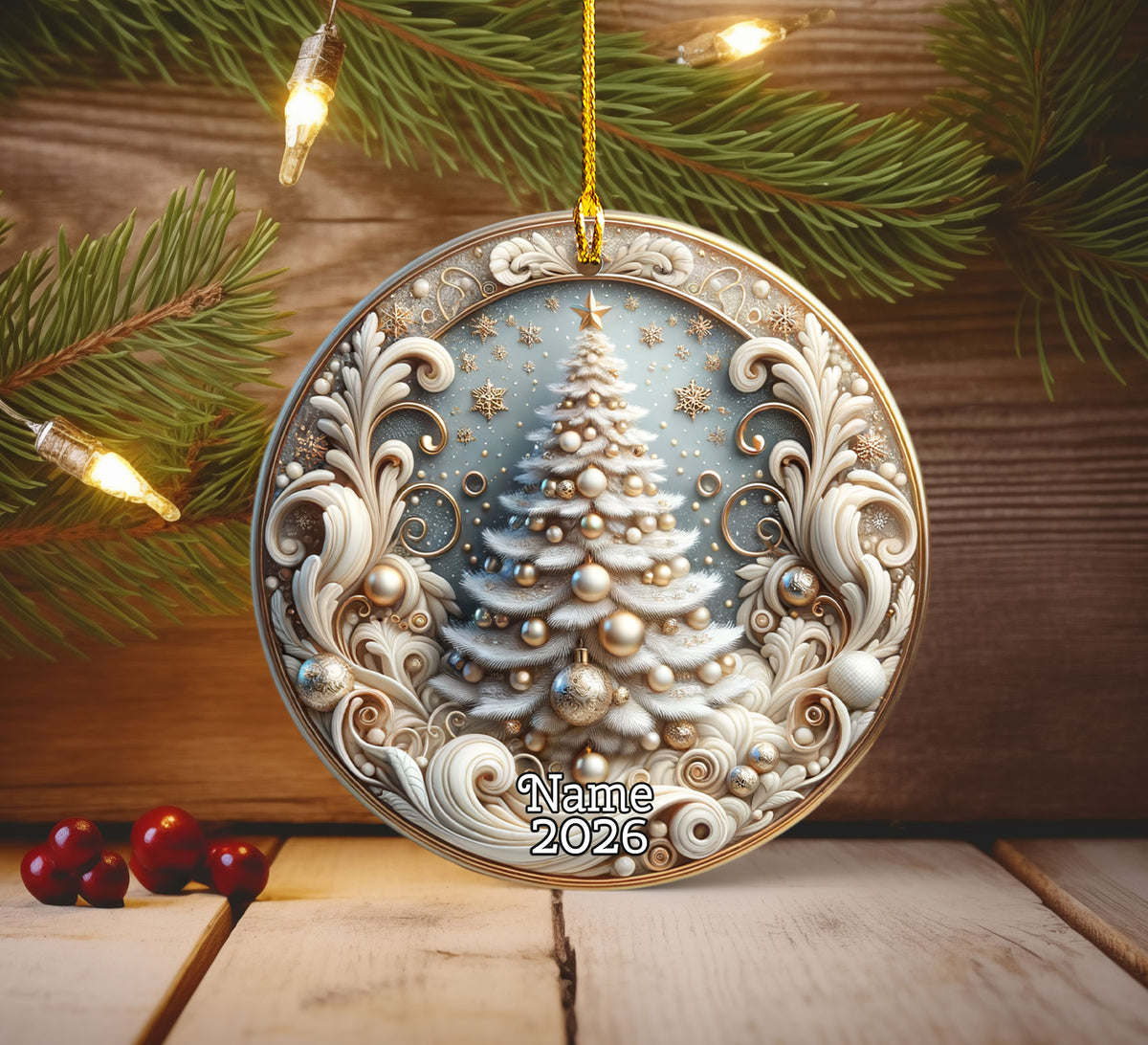 Snowy Christmas Tree Ornament 2026, Winter Christmas Ornament, Pine Tree Holiday Decor, Nature Christmas Gift