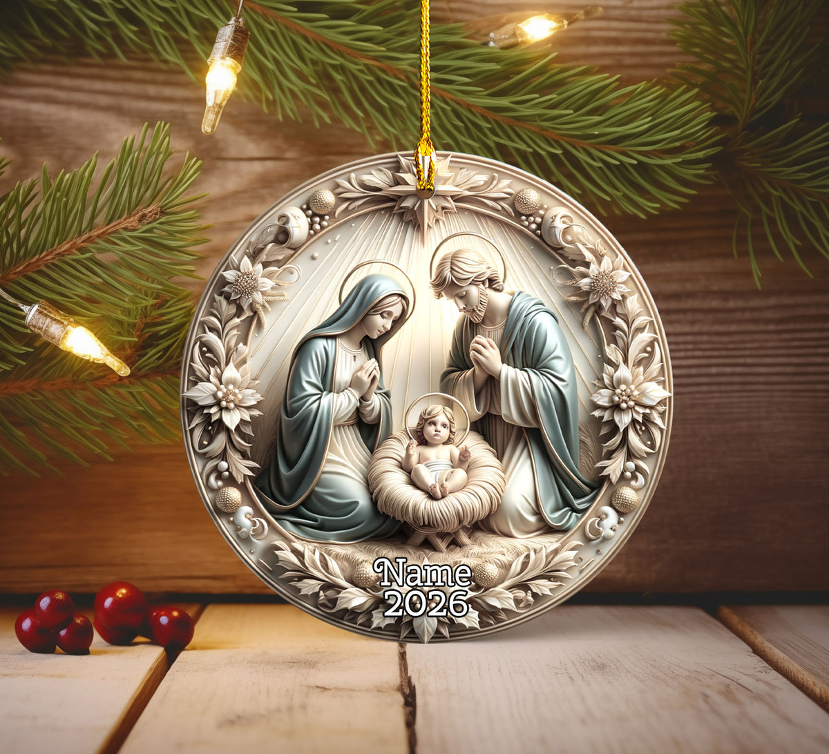 Nativity Scene Christmas Ornament 2026, Holy Family Ornament, Christian Christmas Decor, Religious Tree Ornament, Faith Christmas Gift