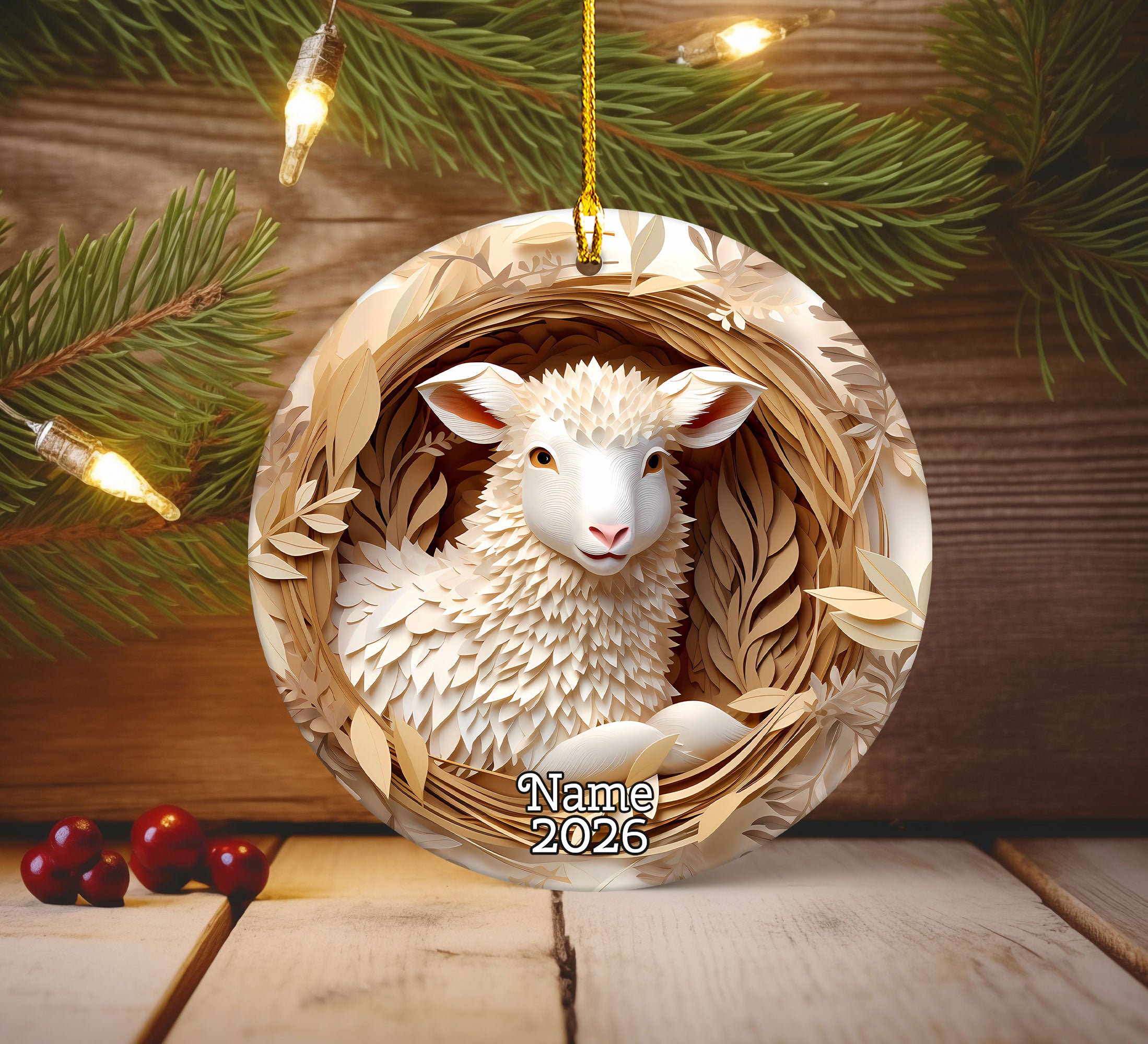 2026 Lamb Christmas Ornament, Christian Sheep Ornament, Rustic Farm Animal Christmas Decor, Shepherd Keepsake Gift