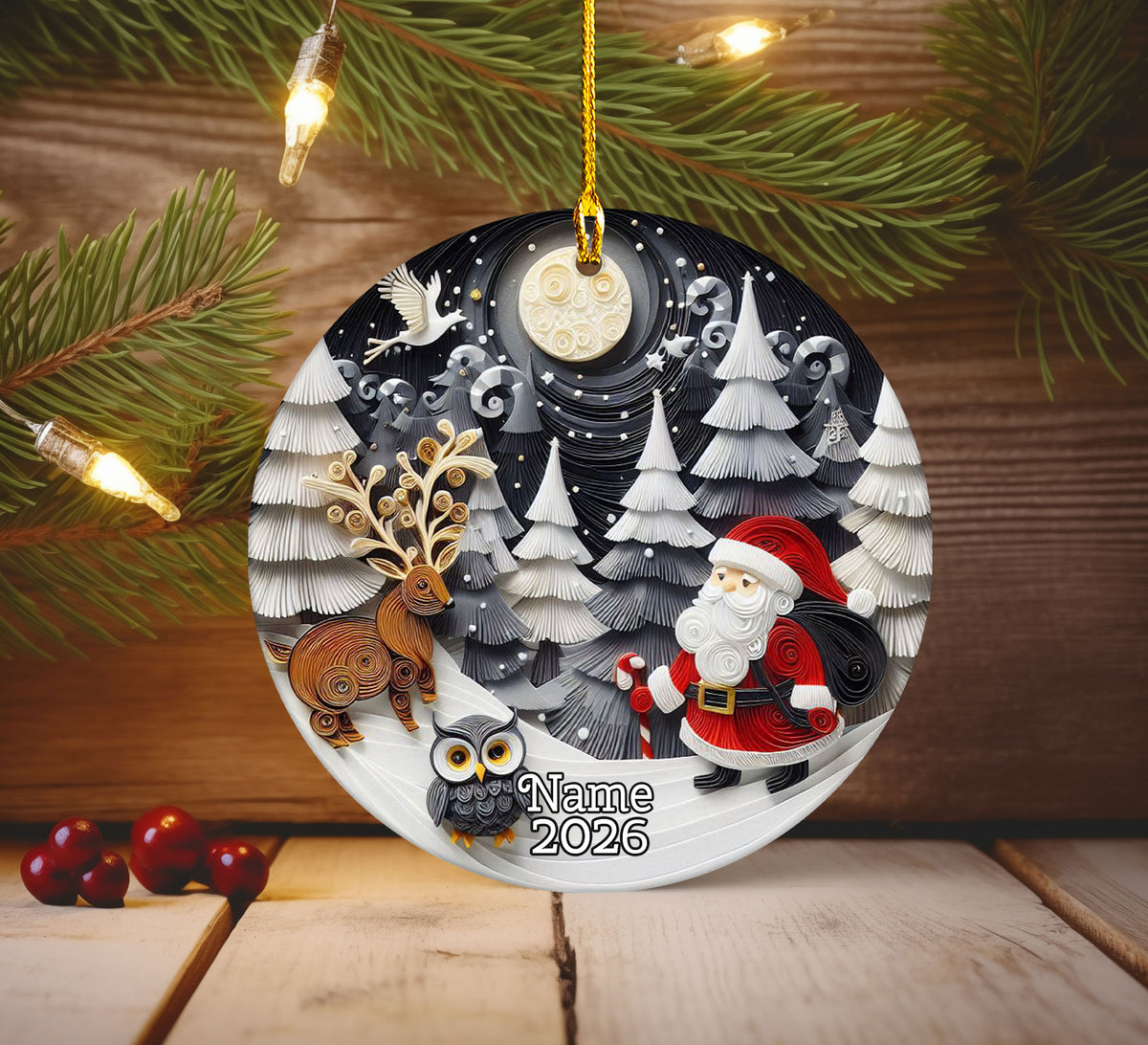 Jolly Santa Ornament 2026, Christmas Tree Decoration, Vintage Holiday Keepsake, Santa Claus Christmas Gift, Holiday Keepsake, Christmas Gift