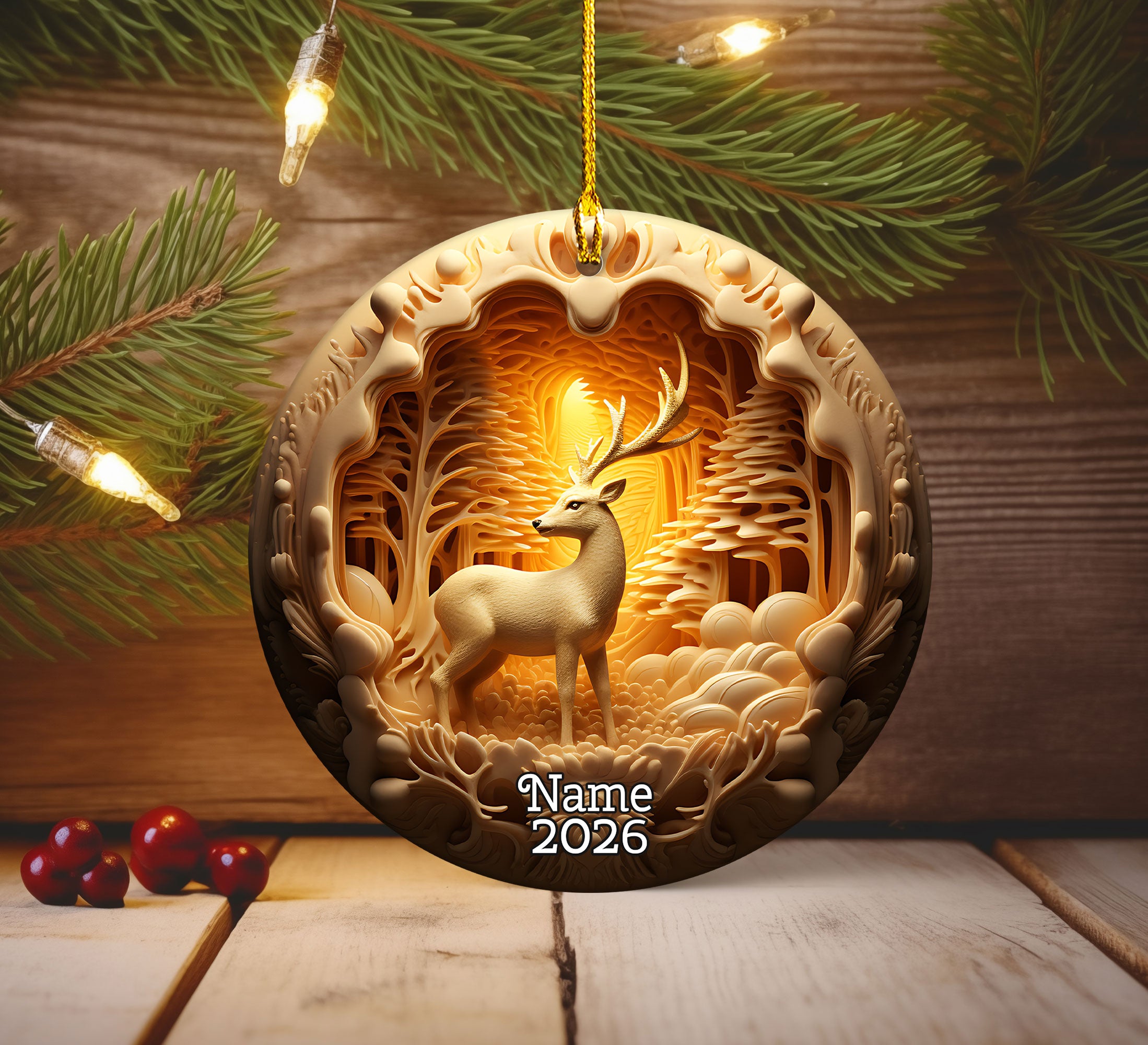 Woodland Deer Keepsake 2026, Christmas Tree Decoration, Holiday Ornament, Winter Christmas Gift, Seasonal Home Decor, Holiday Keepsake Gift