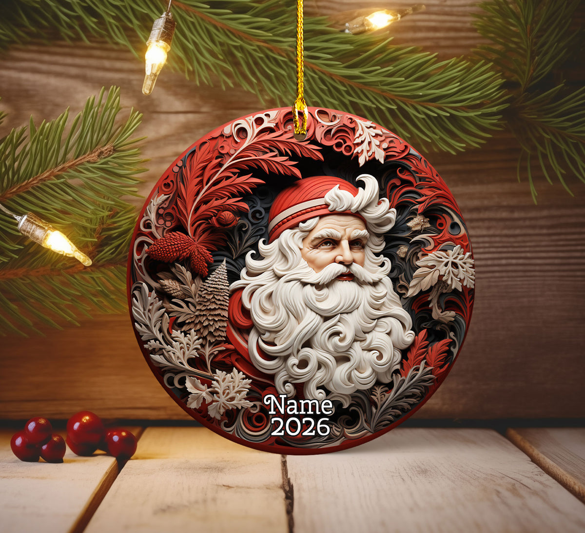 Christmas Ornament 2026, Santa Claus Ornament, Holiday Keepsake Gift, Xmas Tree Decoration, Christmas Decor, Winter Decor
