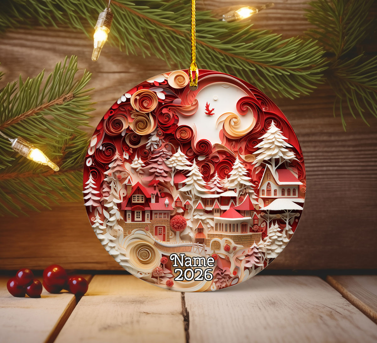 Christmas Ornament 2026, Christmas Village Ornament, Snowy Village Keepsake Gift, Holiday Decor, Xmas Tree Decoration, Winter Scene