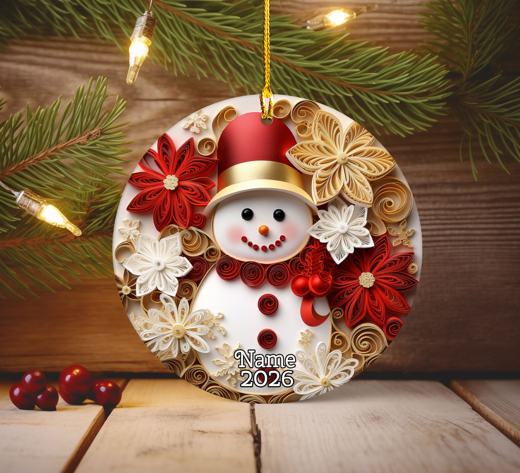 Christmas Ornament 2026, Festive Snowman Ornament, Christmas Decor, Holiday Keepsake, Xmas Gift, Tree Decoration