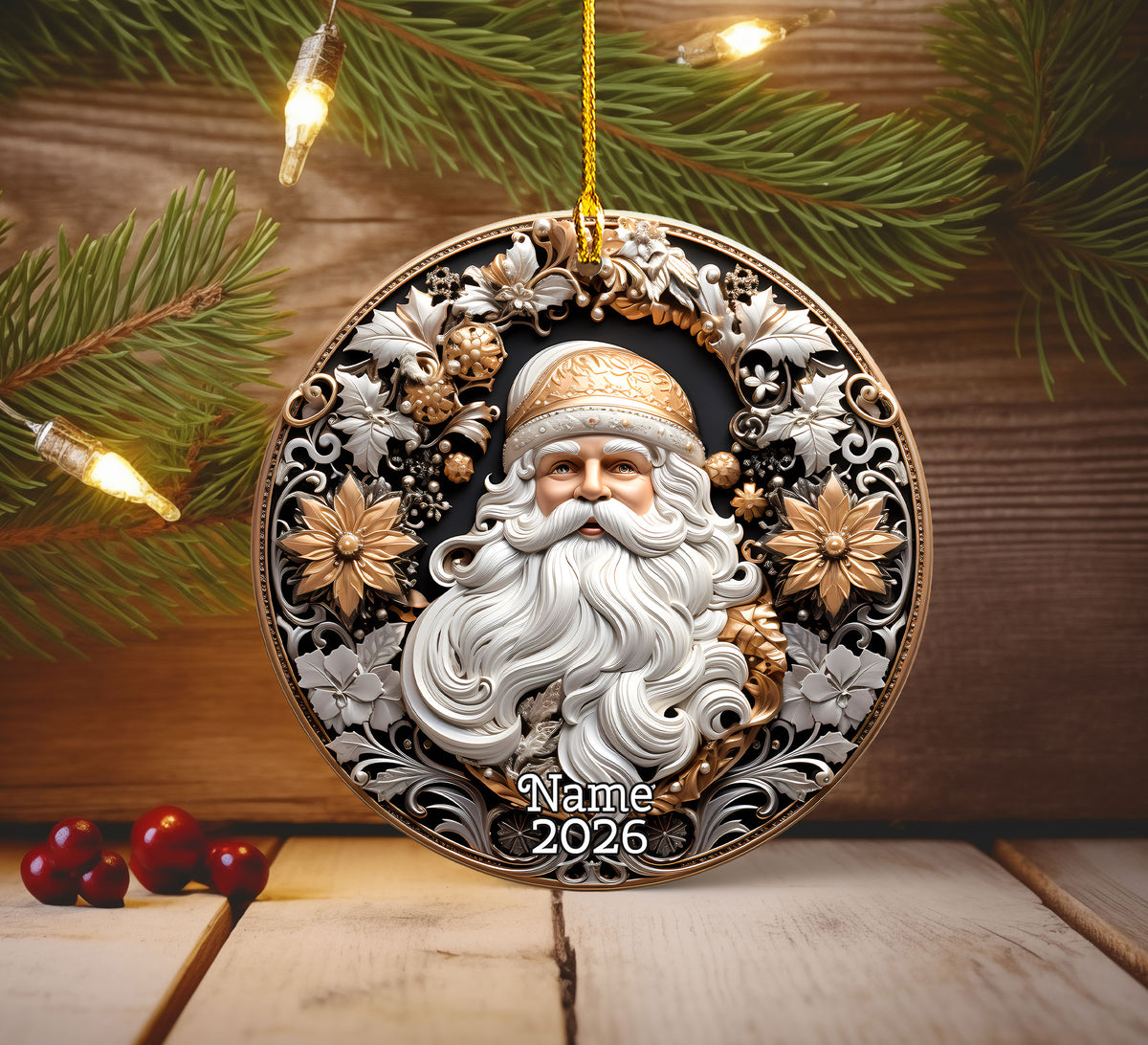 Santa Claus Christmas Ornament 2026, Vintage Santa Keepsake Ornament, Christmas Tree Decoration