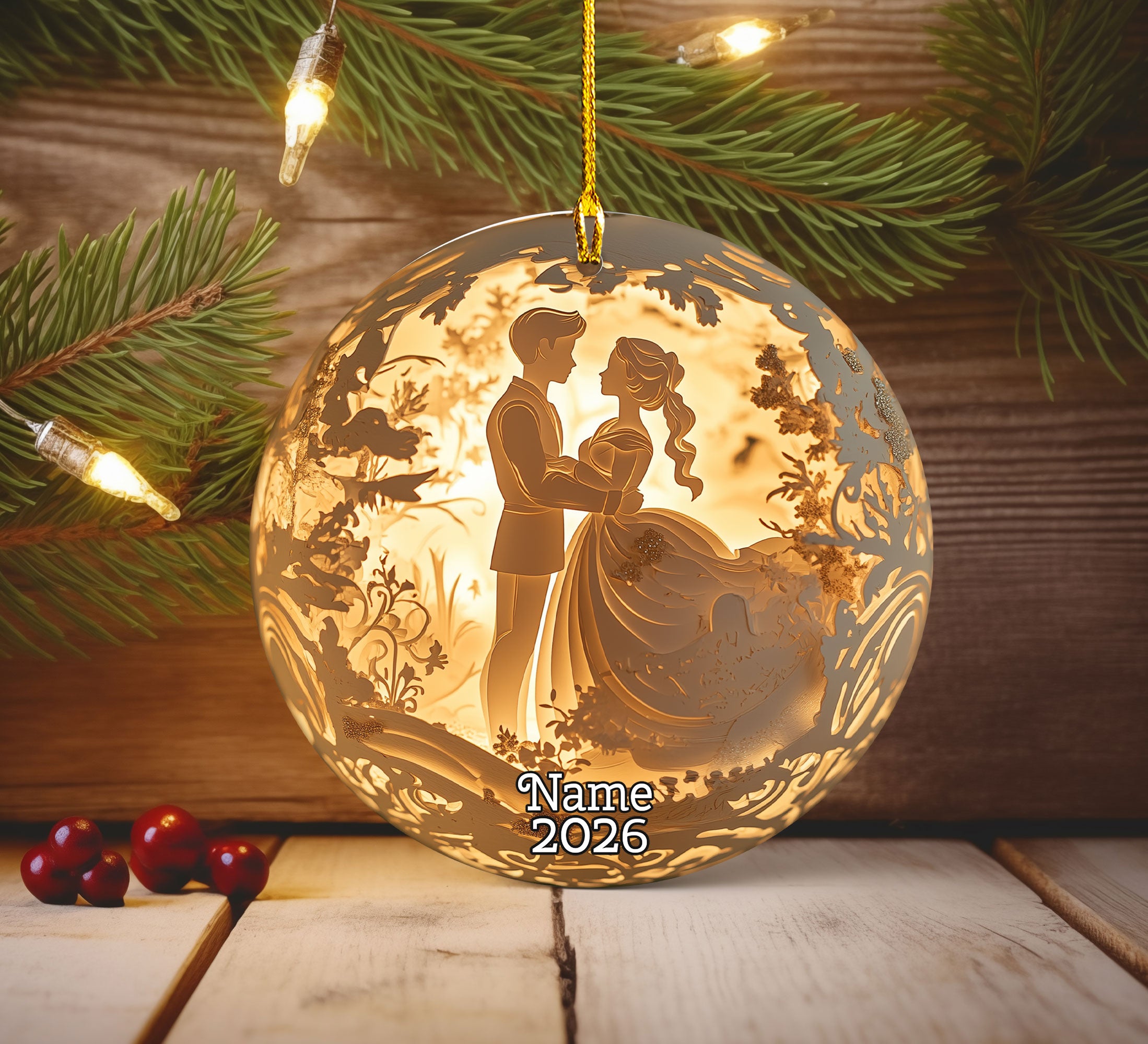 2026 Romantic Couple Christmas Ornament, Love Keepsake Ornament, Wedding Christmas Gift, Anniversary Tree Decor