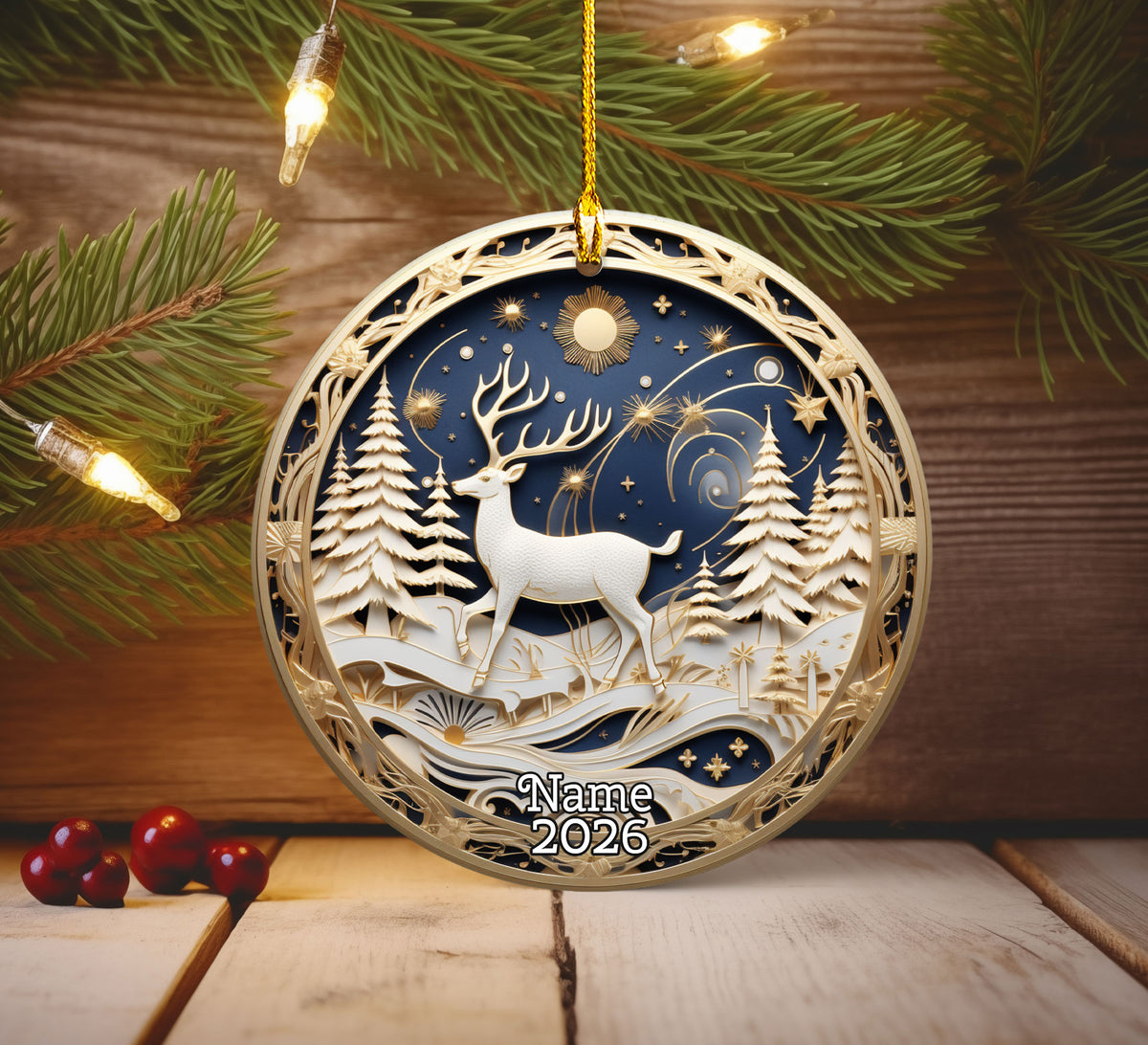 Deer Ornament, Majestic Stag Christmas Ornament, Woodland Christmas Decor, Rustic Holiday Tree Ornament