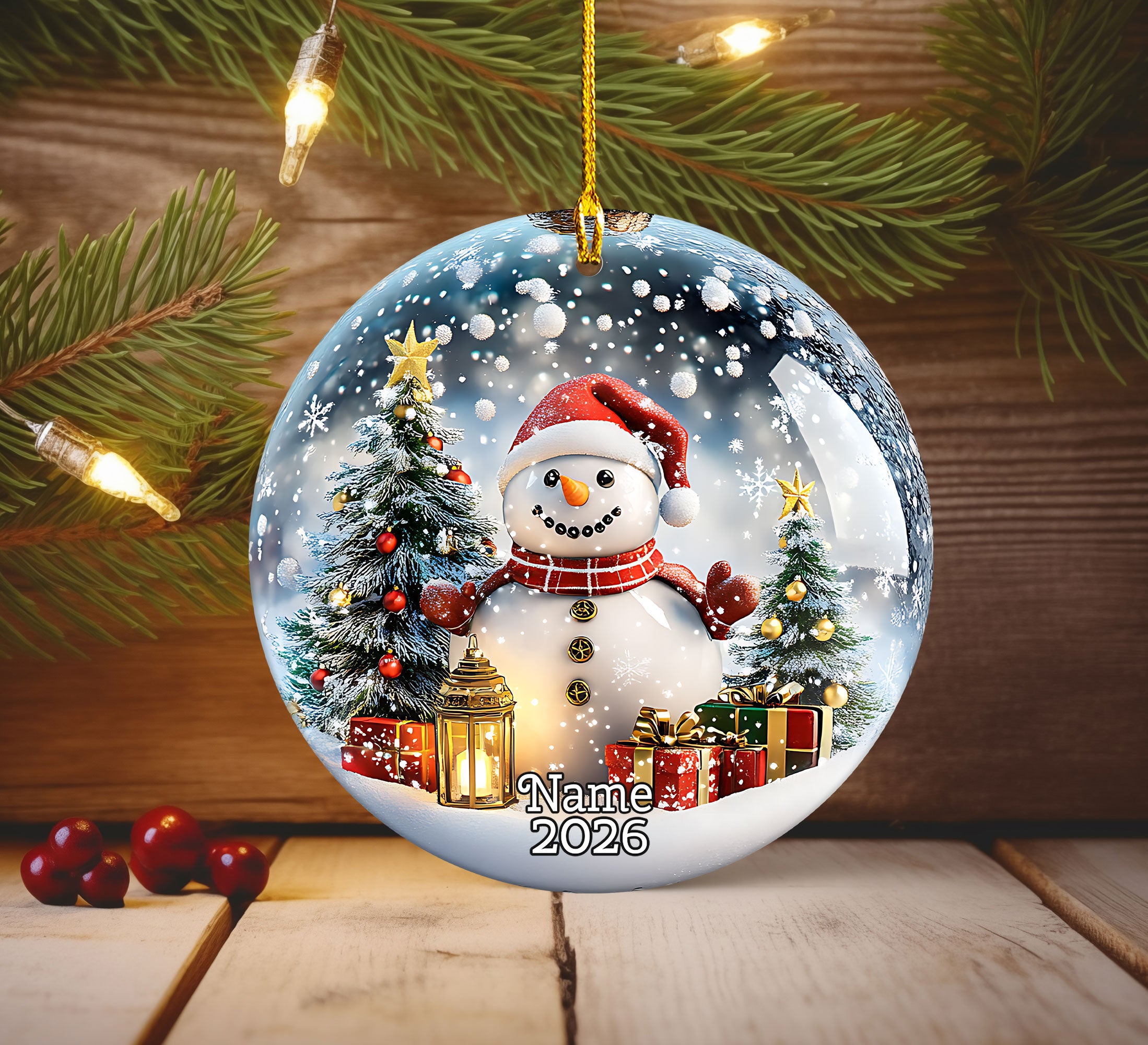 Christmas Snowman Ornament 2026, Cute Winter Ceramic Ornament, Holiday Tree Decoration, Christmas Keepsake Gift for Friends and Family