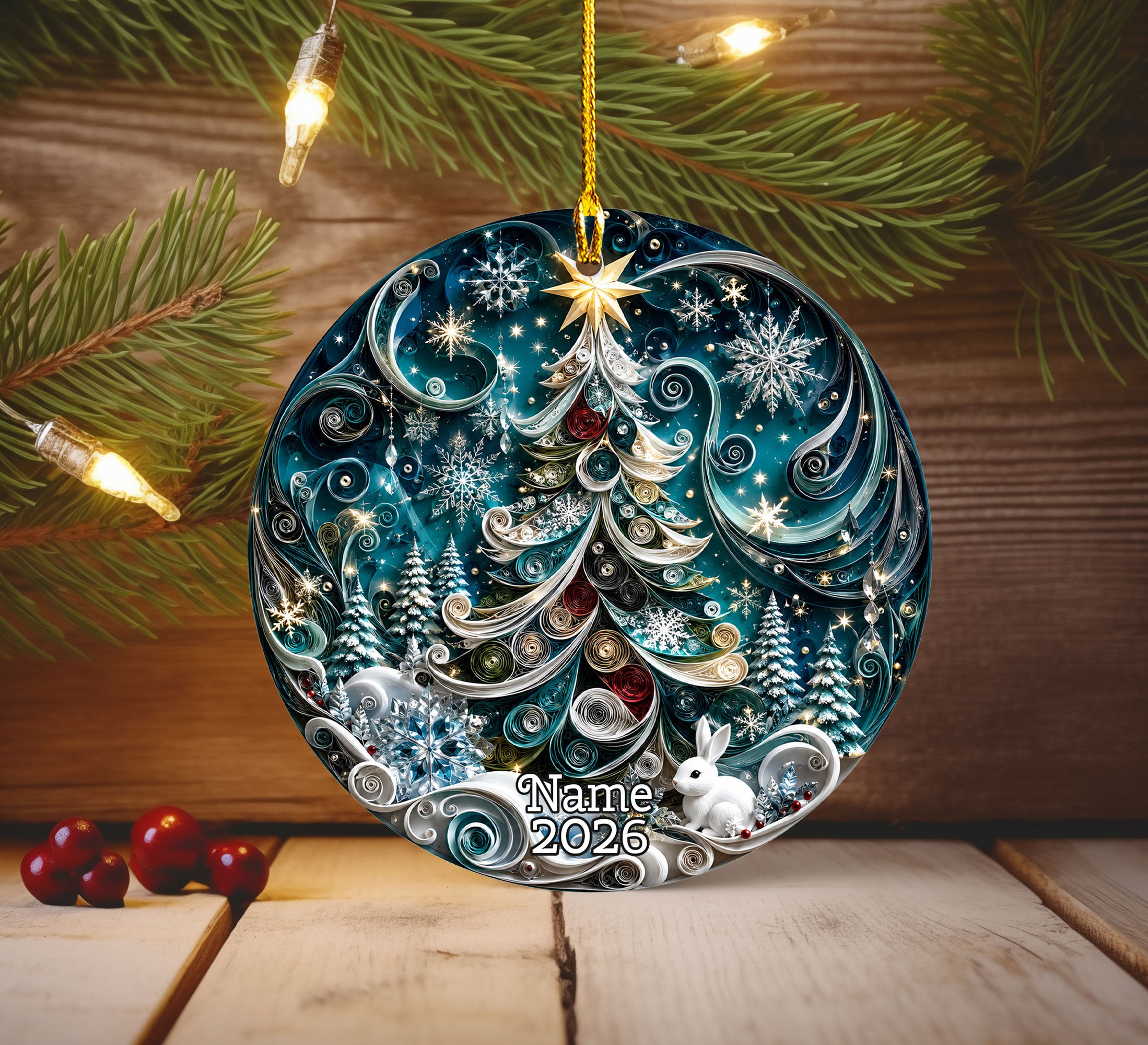 Christmas Tree Ornament 2026, Blue Winter Ornament, Holiday Christmas Decor, Xmas Tree Decoration