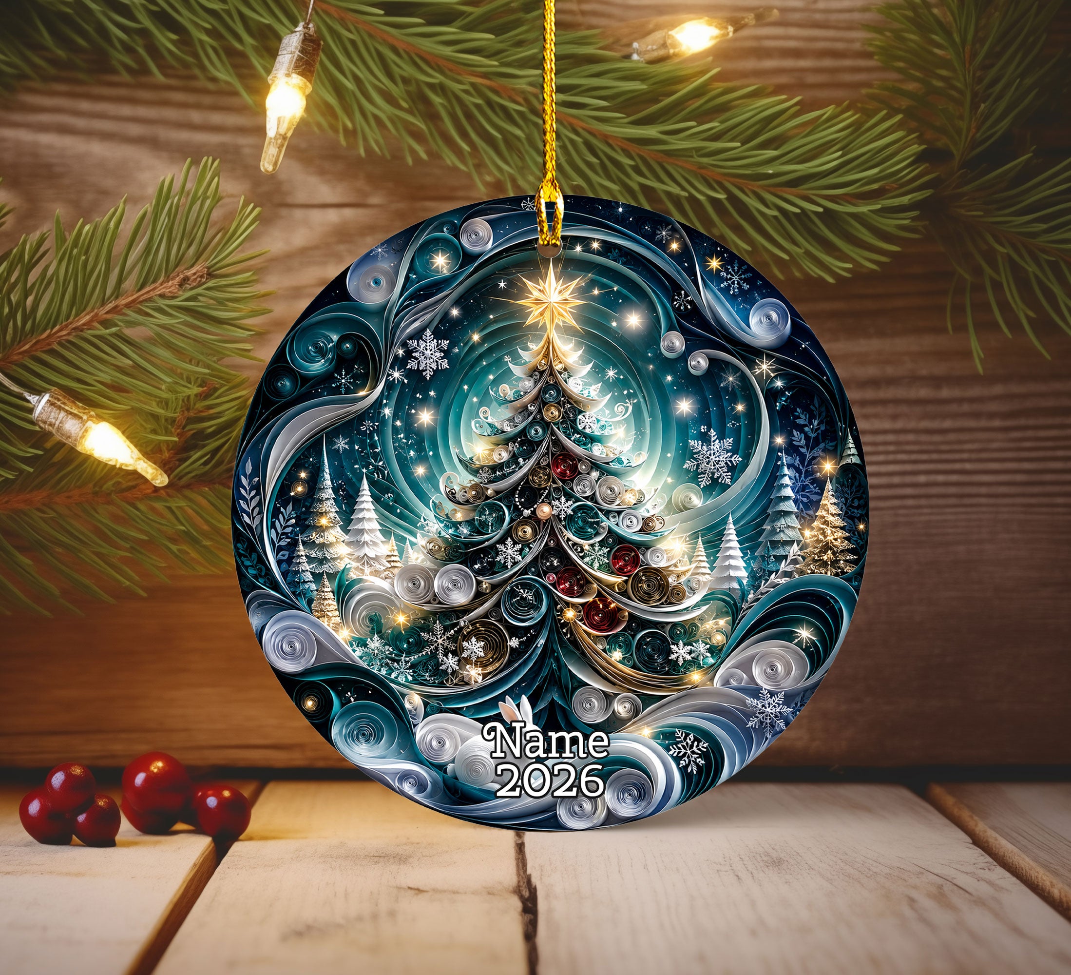 Blue Christmas Ornament 2026, Christmas Tree Decoration, Winter Holiday Decor, Xmas Keepsake Ornament