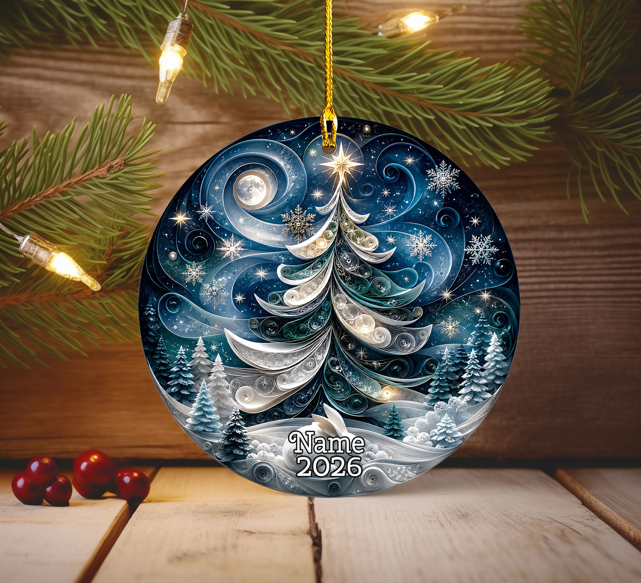Christmas Tree Ornament 2026, Blue Holiday Ornament, Winter Christmas Decoration, Keepsake Ornament, Xmas Tree Decor