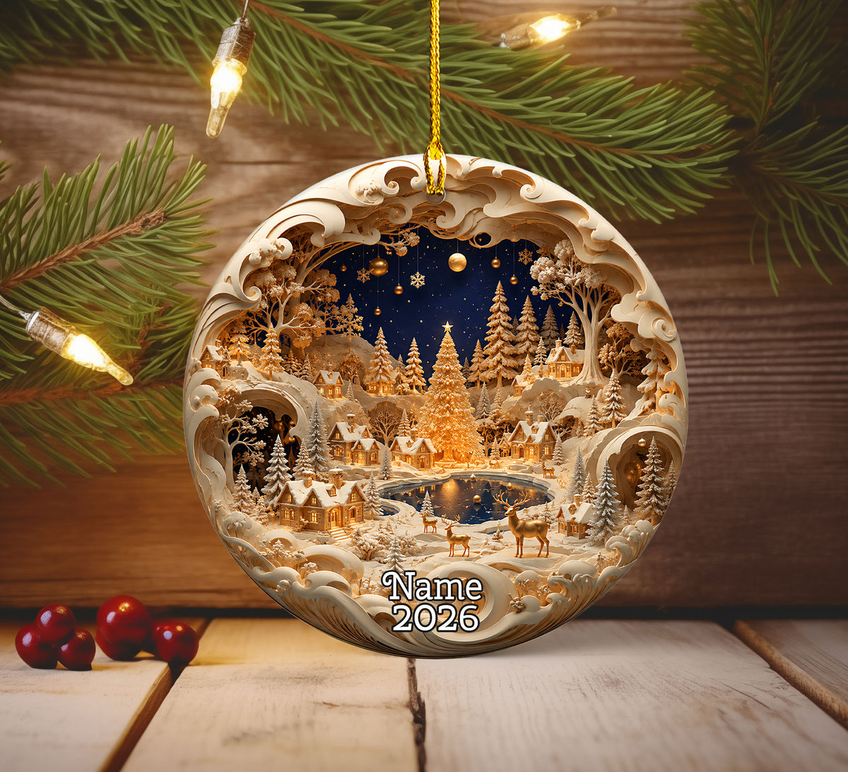 Christmas Ornament 2026, Snowy Village Scene, Winter Christmas Village Decor, Holiday Tree Ornament, Christmas Keepsake Gift