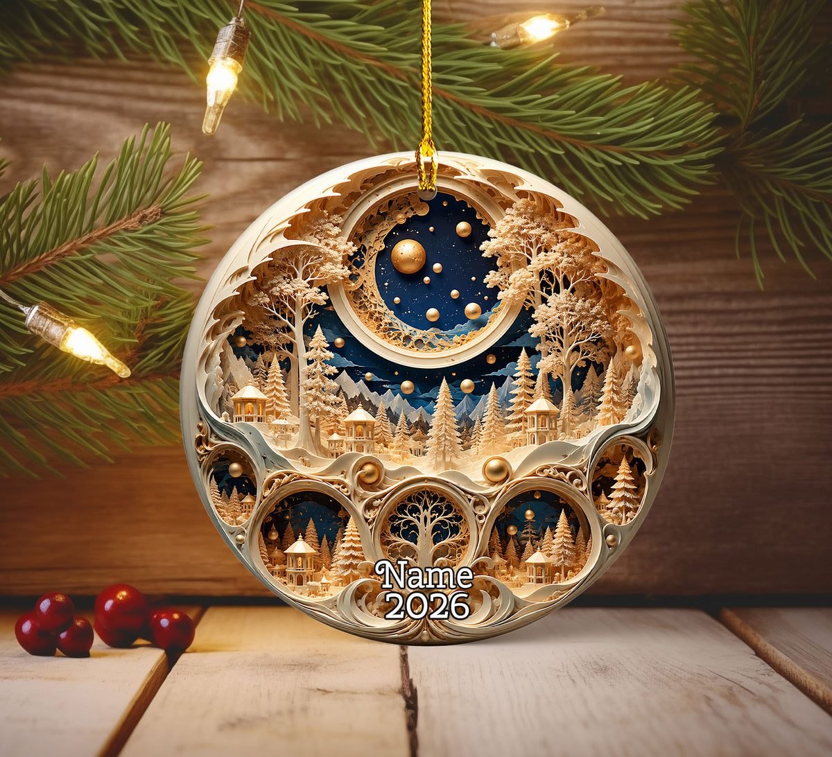 Christmas Ornament 2026, Snowy Village Scene, Winter Christmas Village Decor, Holiday Tree Ornament, Christmas Keepsake Gift (Copy)