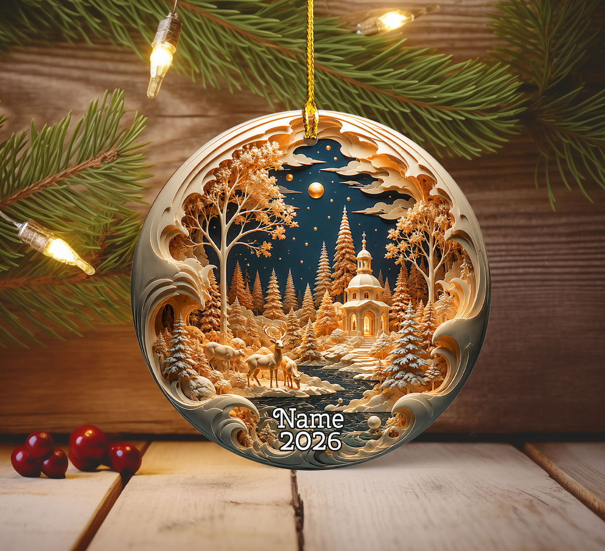Snow Village Christmas Ornament 2026, Christmas Tree Decoration, Winter Holiday Village Decor, Seasonal Keepsake Ornament
