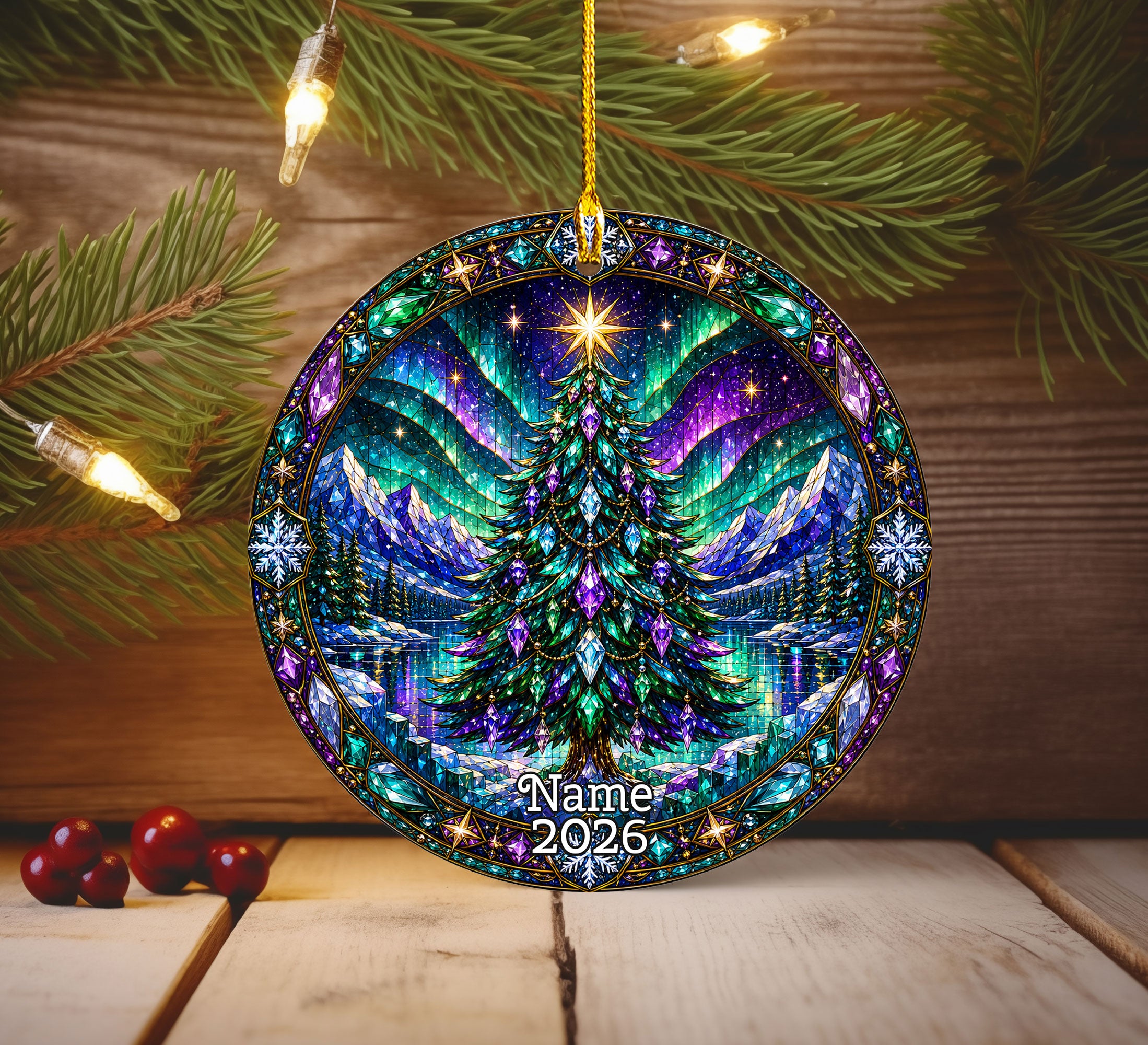 Christmas Tree Ornament 2026, Aurora Christmas Ornament, Winter Tree Decoration, Northern Lights Holiday Decor