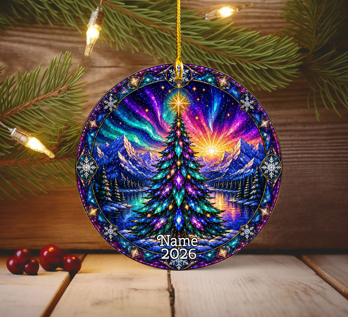 Aurora Christmas Tree Ornament 2026, Winter Landscape Ornament, Holiday Christmas Decor, Northern Lights Tree Decoration