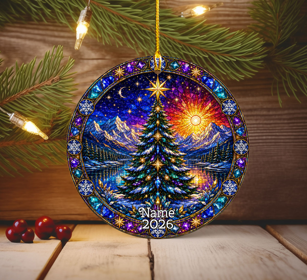 Christmas Tree Ornament 2026, Winter Forest Decoration, Holiday Decor, Snowy Mountain Christmas Scene