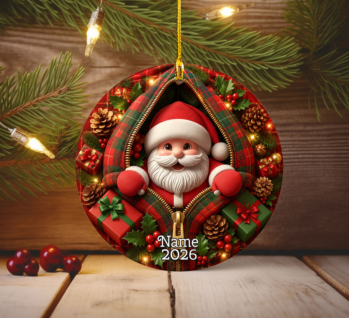 Cute Santa Ornament 2026, Christmas Santa Claus Ornament, Funny Santa Decor, Christmas Tree Ornament