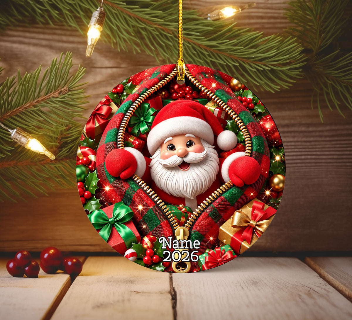 Christmas Santa Ornament 2026, Festive Santa Claus Tree Ornament, Holiday Decoration, Christmas Keepsake