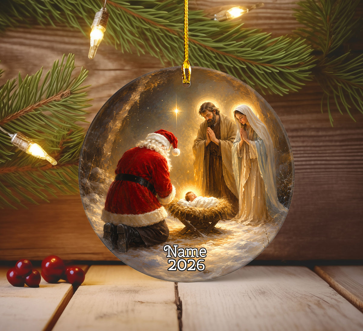 Santa Baby Jesus Christmas Ornament 2026, Religious Nativity Ornament, Holy Family Christmas Decoration, Christian Tree Keepsake Gift
