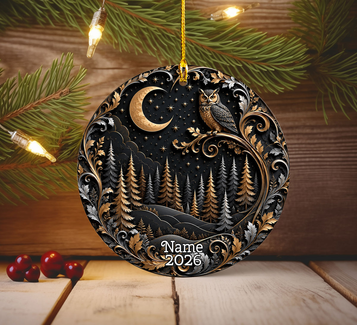 Christmas Ornament 2026, Owl Moon Ornament, Winter Christmas Tree Decoration, Holiday Keepsake, Christian Christmas Gift Idea
