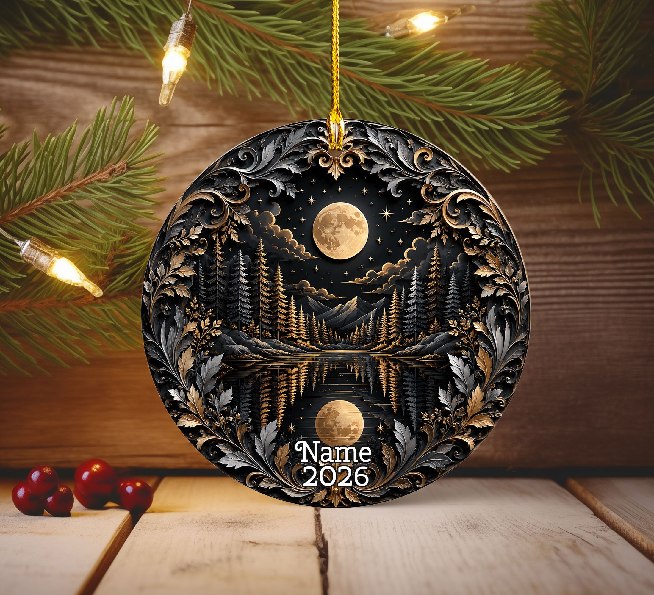Christmas Ornament 2026, Moon Ornament, Winter Christmas Tree Decoration, Holiday Keepsake, Christian Christmas Gift Idea