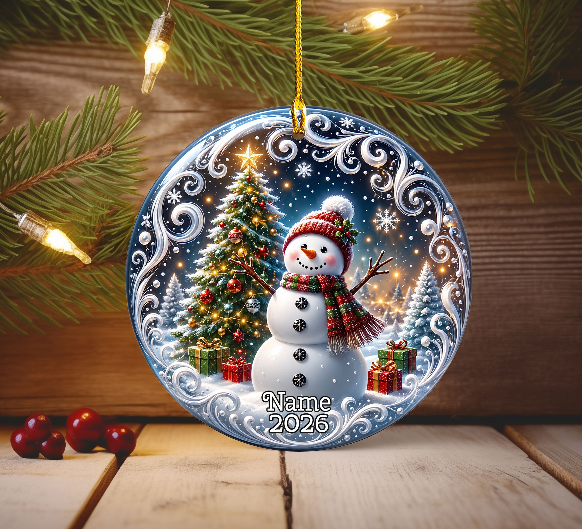 Christmas Snowman Ornament 2026, Winter Tree Ornament, Holiday Keepsake Decoration