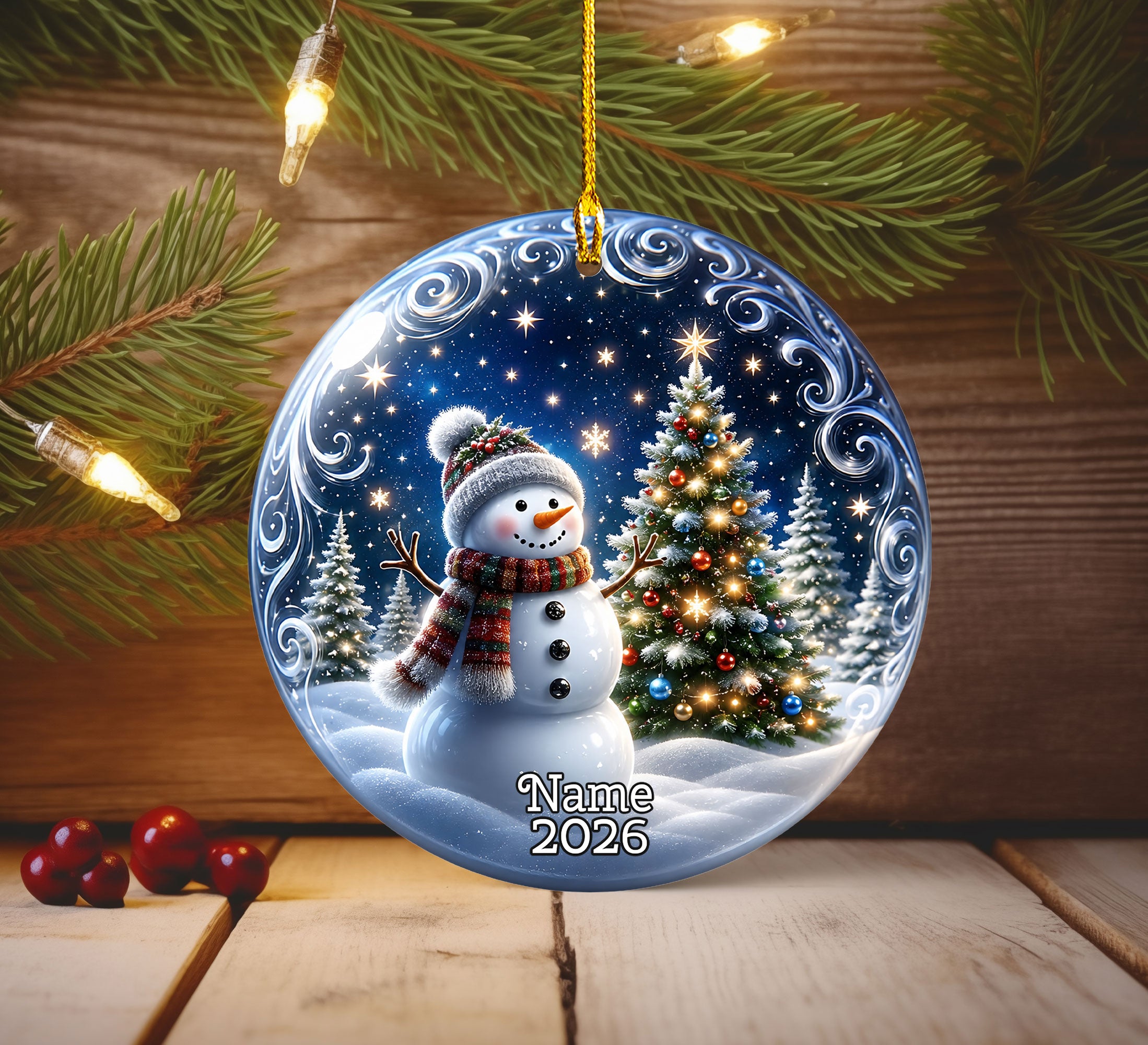 Blue Snowman Christmas Ornament 2026, Holiday Tree Decoration, Christmas Keepsake Ornament