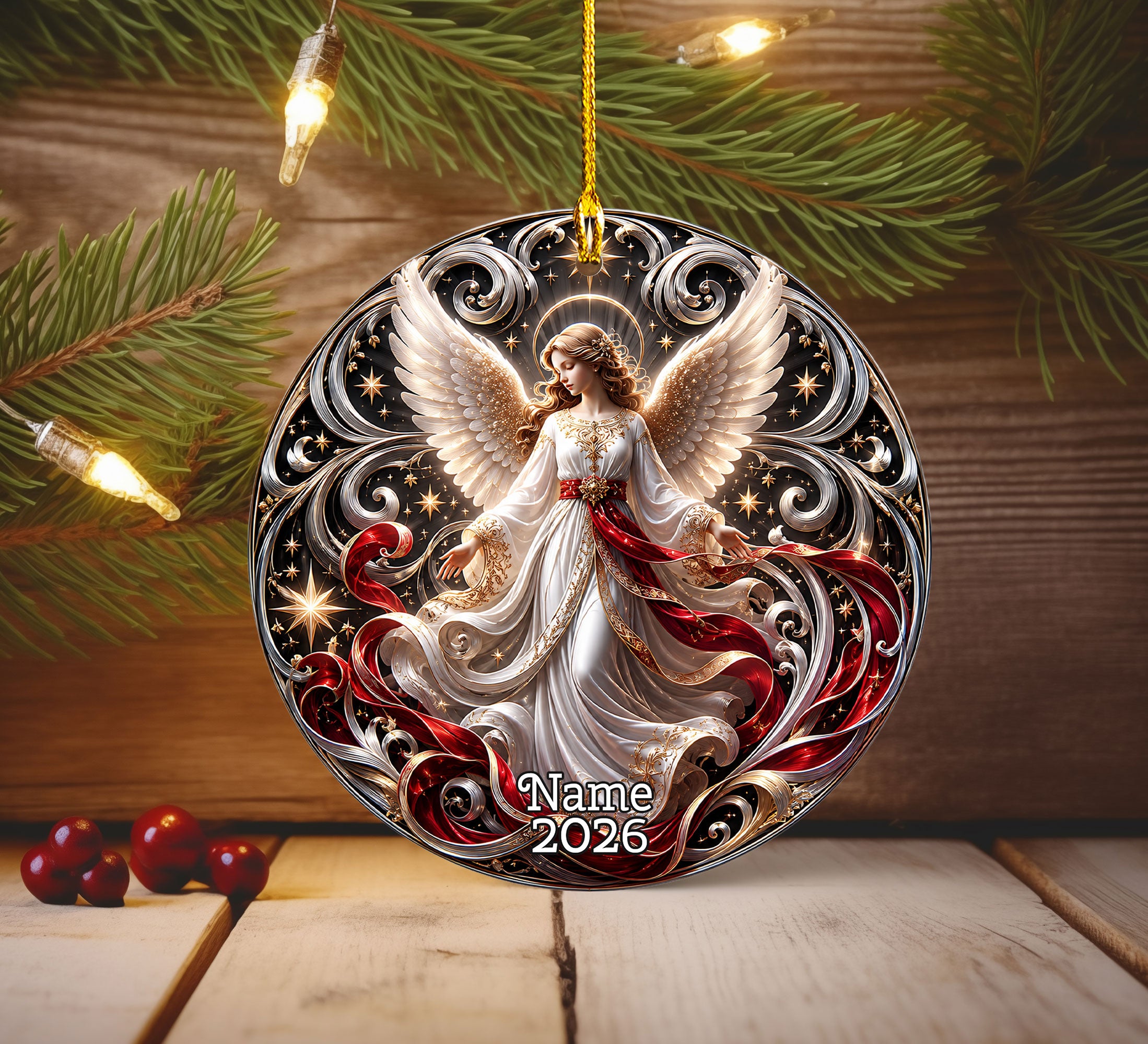 Winter Angel Christmas Ornament 2026, Moonlit Christmas Tree Decoration, Celestial Holiday Ornament