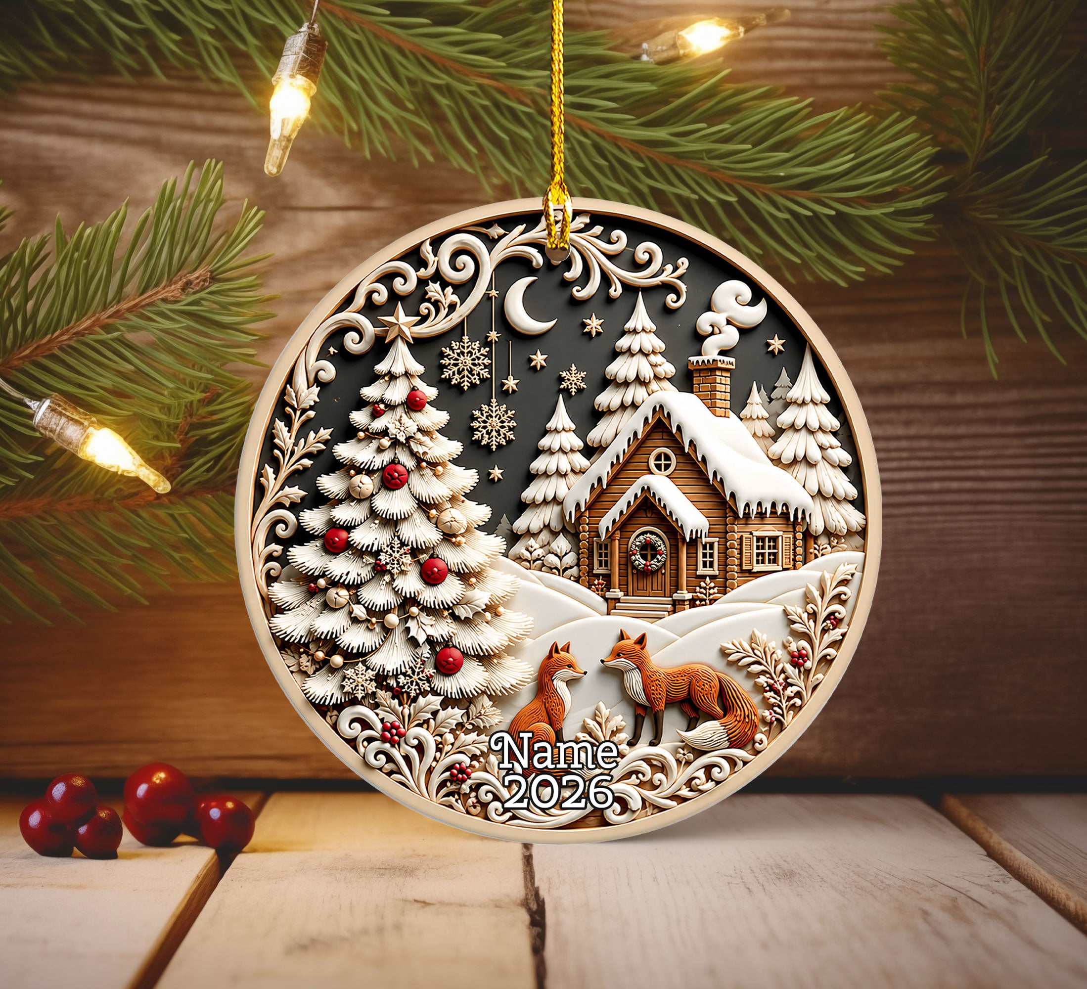 Beautiful Ornament, 2026 Christmas Ornament, Holiday Gift Idea, Heirloom Keepsake, Round Ceramic, Bauble Present