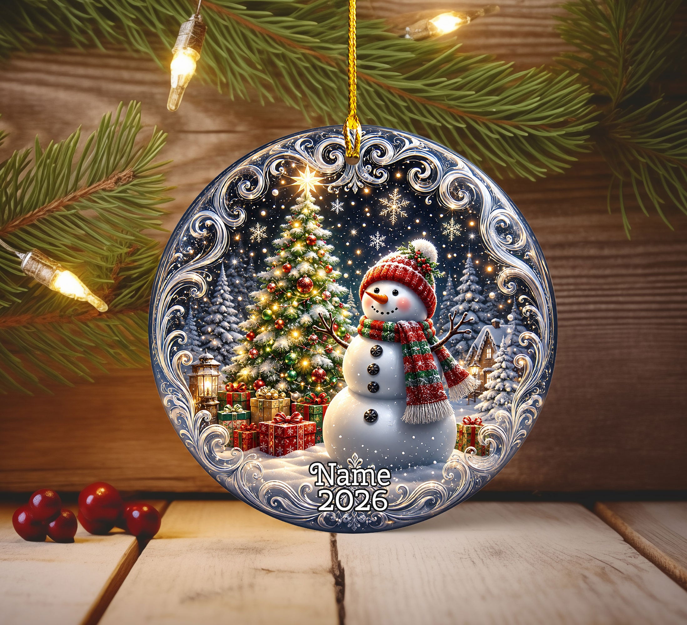 Blue Winter Christmas Ornament 2026, Snowman Tree Ornament, Holiday Keepsake Decoration, Christmas Gift