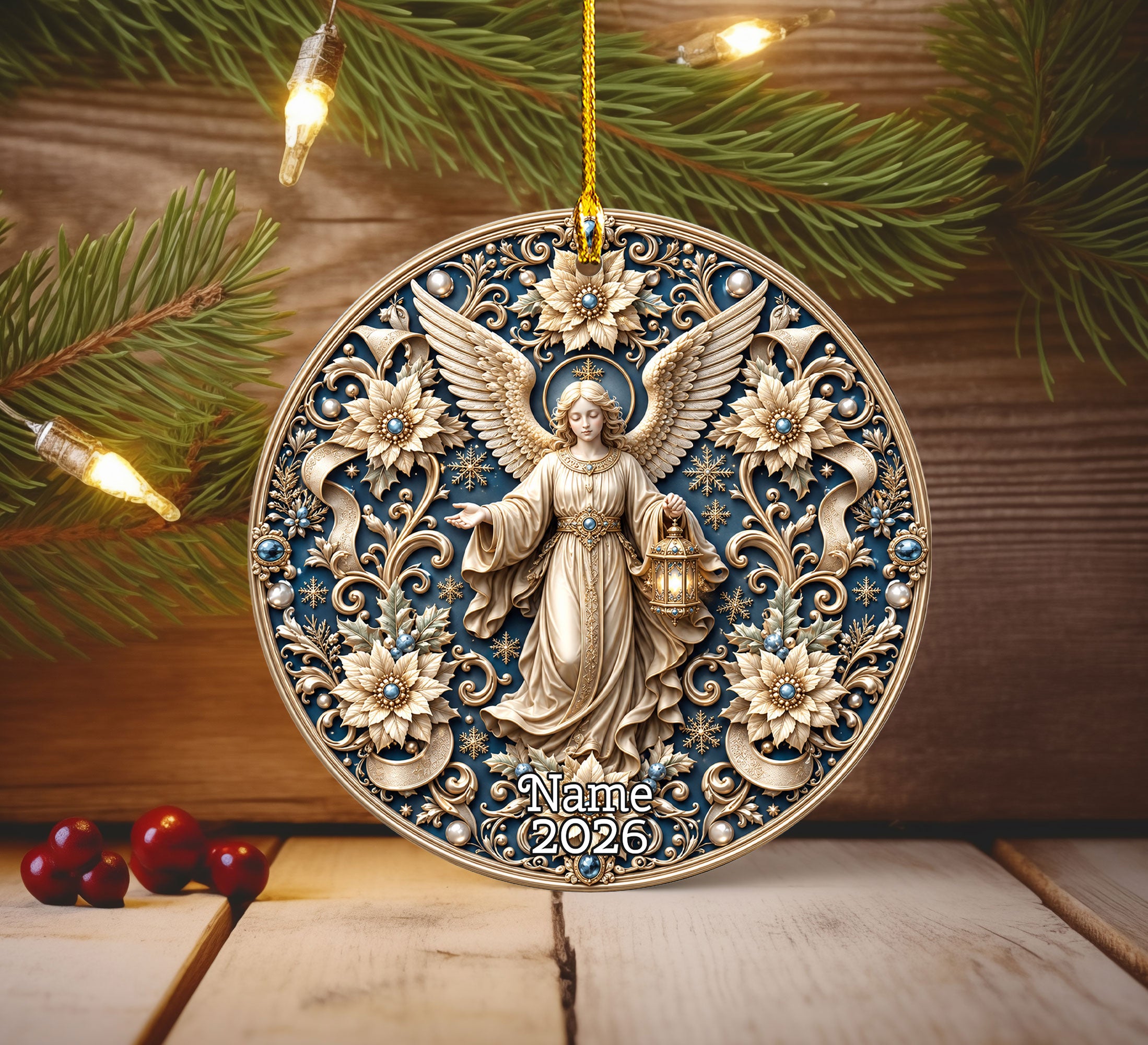 Guardian Angel Christmas Ornament 2026, Religious Tree Ornament, Ceramic Christmas Decoration, Holiday Keepsake