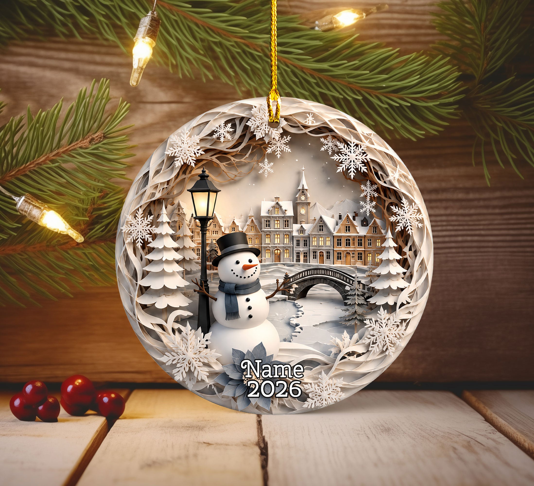 Snowman Christmas Ornament 2026, Winter Village Ornament, Christmas Tree Decoration