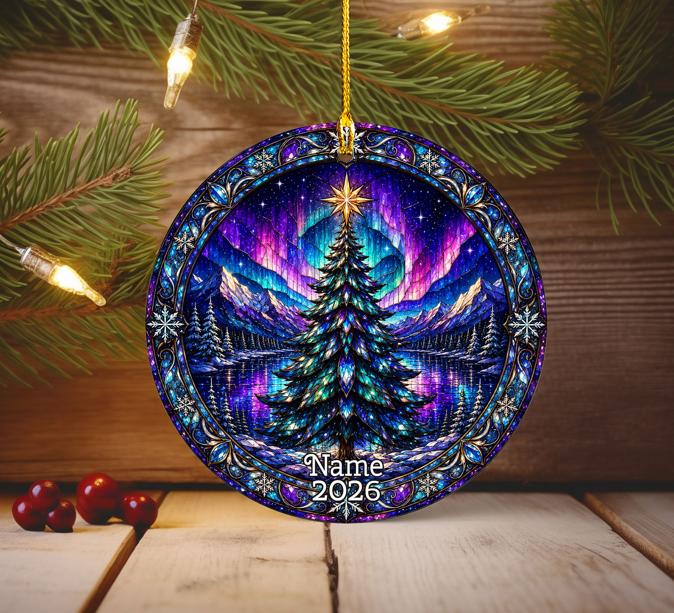 Northern Lights Christmas Ornament 2026, Christmas Tree Ornament, Aurora Winter Landscape Ornament