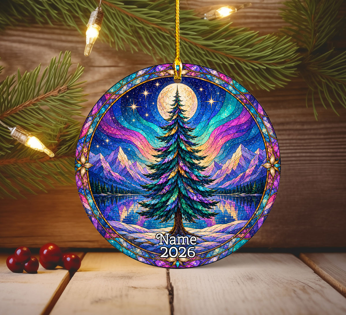 Aurora Borealis Christmas Ornament 2026, Christmas Tree Ornament, Winter Landscape Decoration